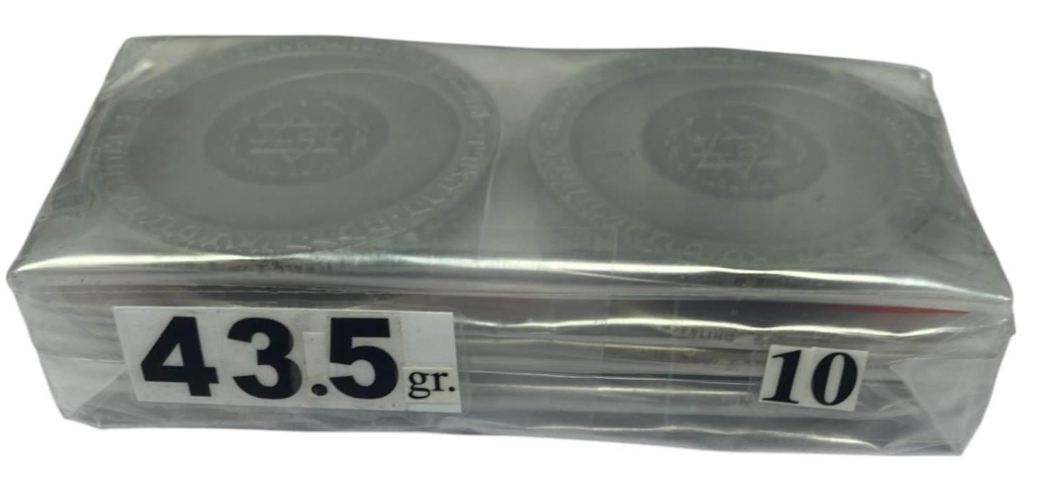 Israel – Lot of 10 medals, Hadassah Hospital 1975 – 935 silver, 48g (Total NET silver 435g), 45 mm - 1 1