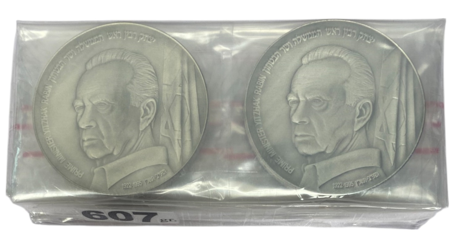 Israel – Yitzhak Rabin , Lot of 10 medals, 1995 – Silver 999, 60g (Total NET weight 607g), 50mm – Mintage 5,348 - 1 0