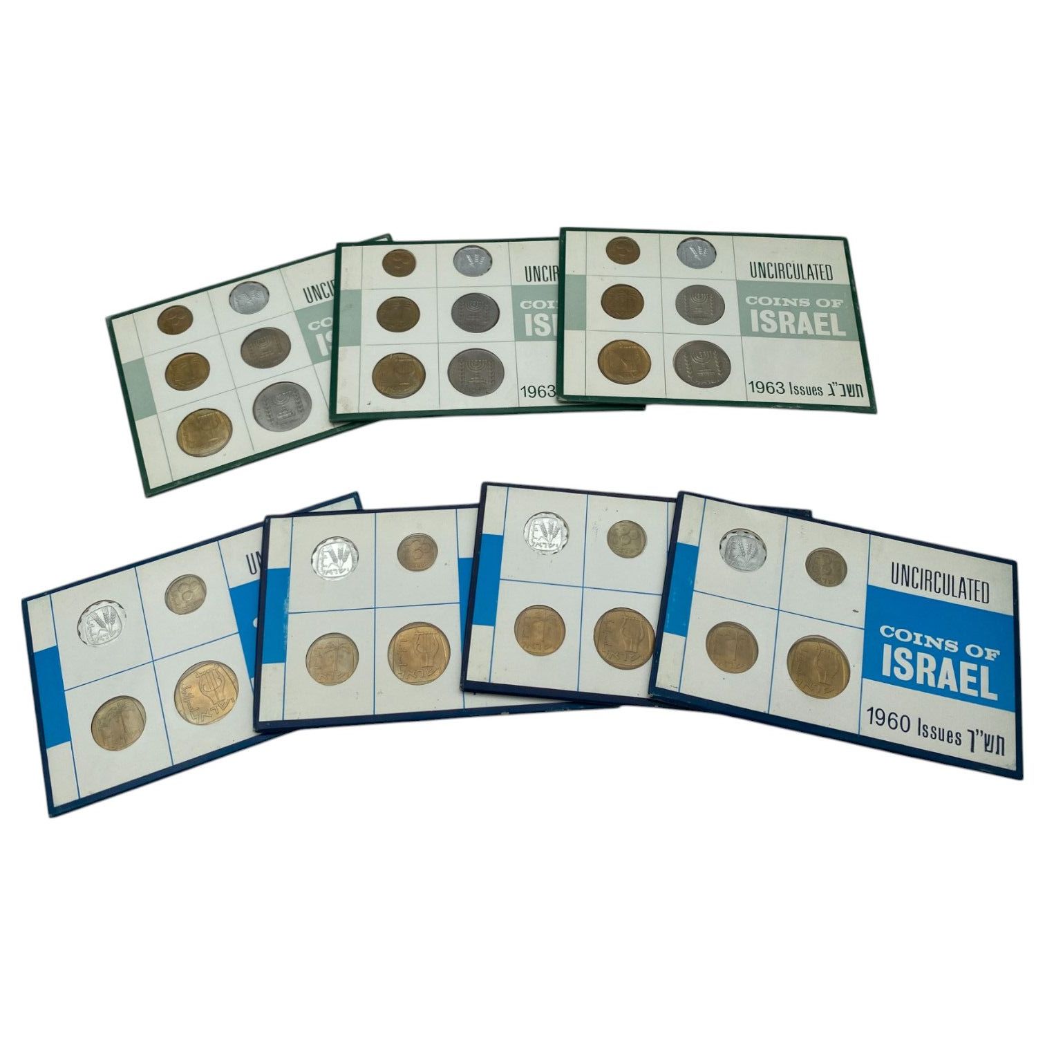 Israel - Collection of 7 Coin Sets from the Years 1960, 1963 - New Condition (UNC) Coins 1, 5, 10, 25 Agorat and ... - 1 0