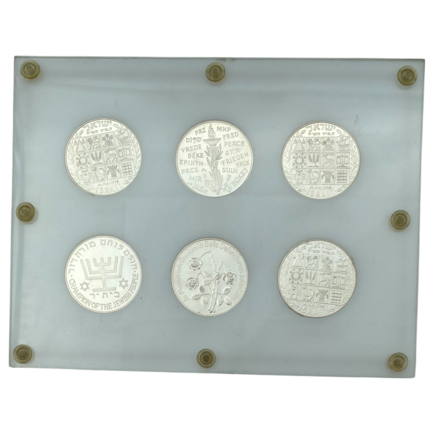 Judaica / Zionism - Holland - a set of 6 silver medals (Probably silver 925) bearing Zionist figures or themes - ... - 1 1