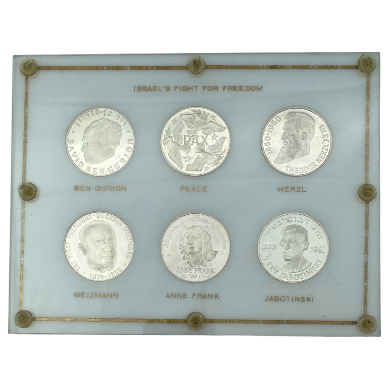 Judaica / Zionism - Holland - a set of 6 silver medals (Probably silver 925) bearing Zionist figures or themes - ... - 1 0