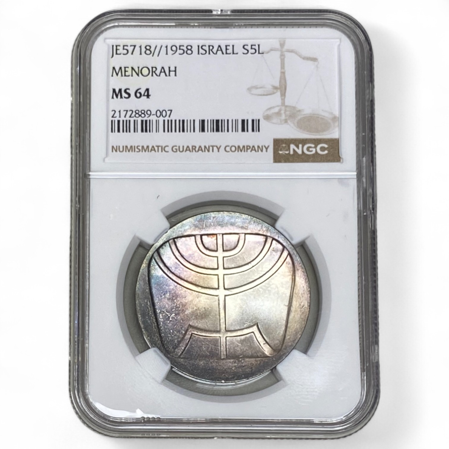 Israel - 5 Lirot 1958 - "Menorah" - NGC MS 64 - 1 2