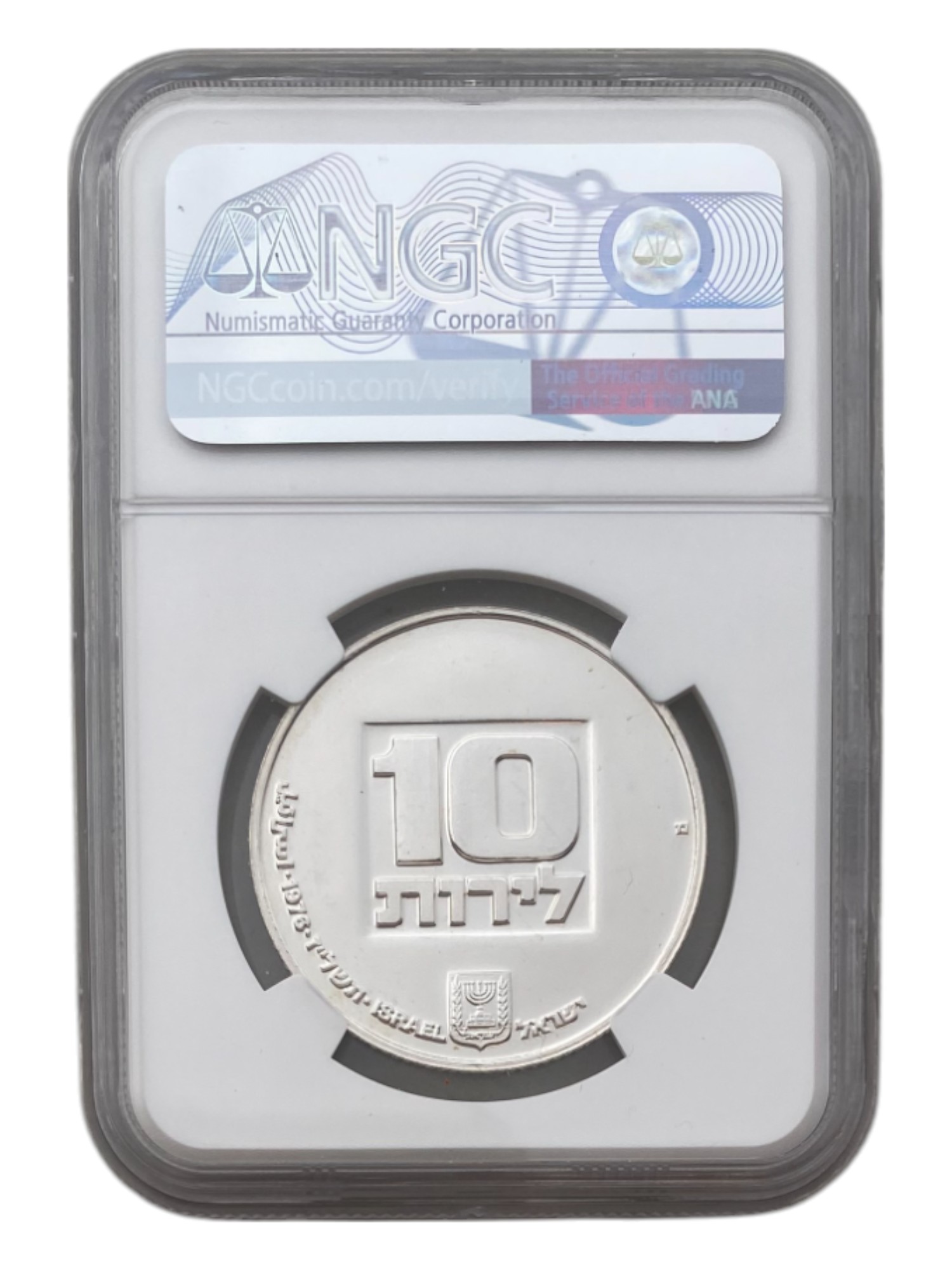 Israel – Menorah coin from the United States, Hanukkah 5737, 1976 – NGC PF 66 CAMEO - silver 500, 20 g, 34 mm. - 1 1
