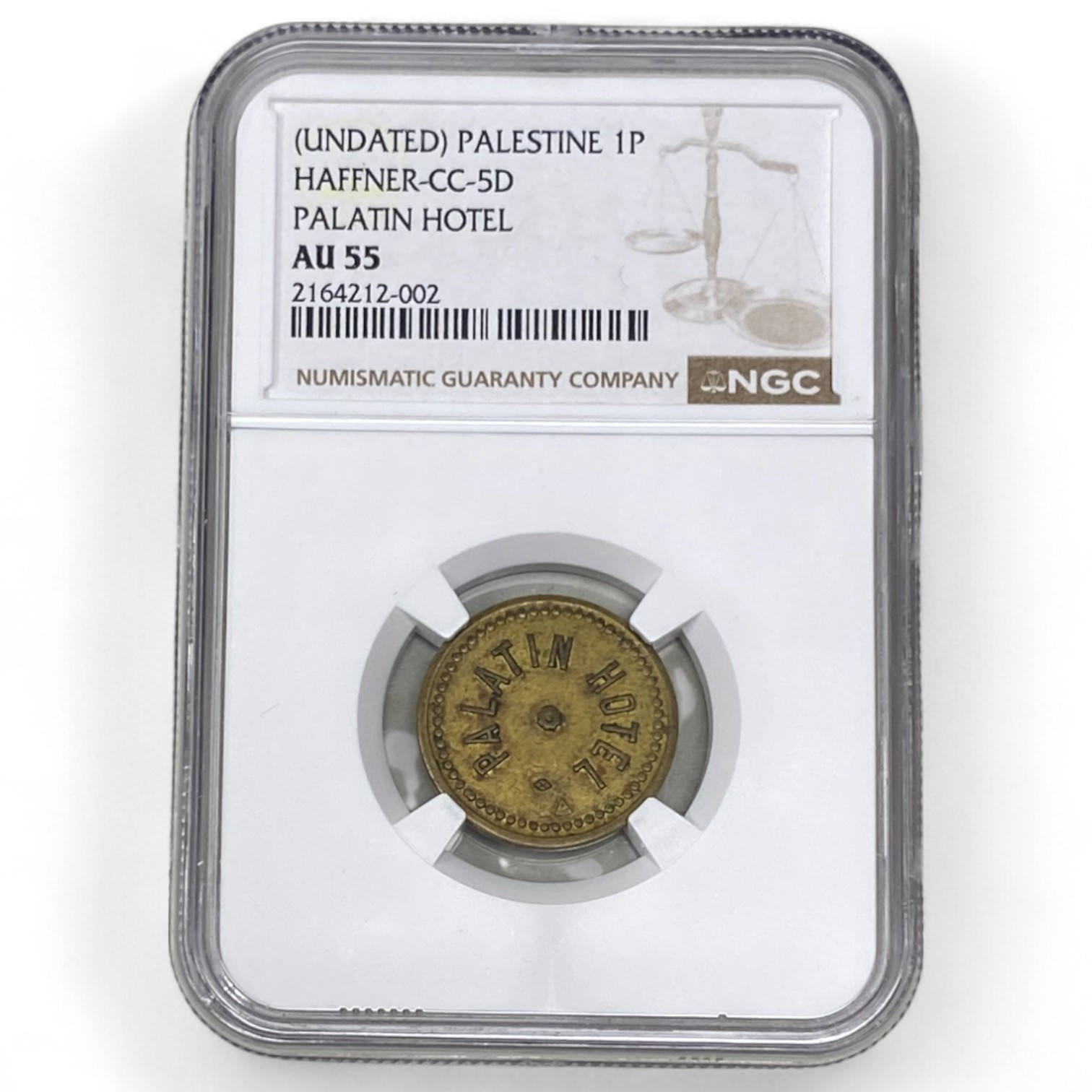 Palestine - 1 Piaster 1930' - Palatin Hotel - NGC AU 55 - Very high grade for this token - 1 2