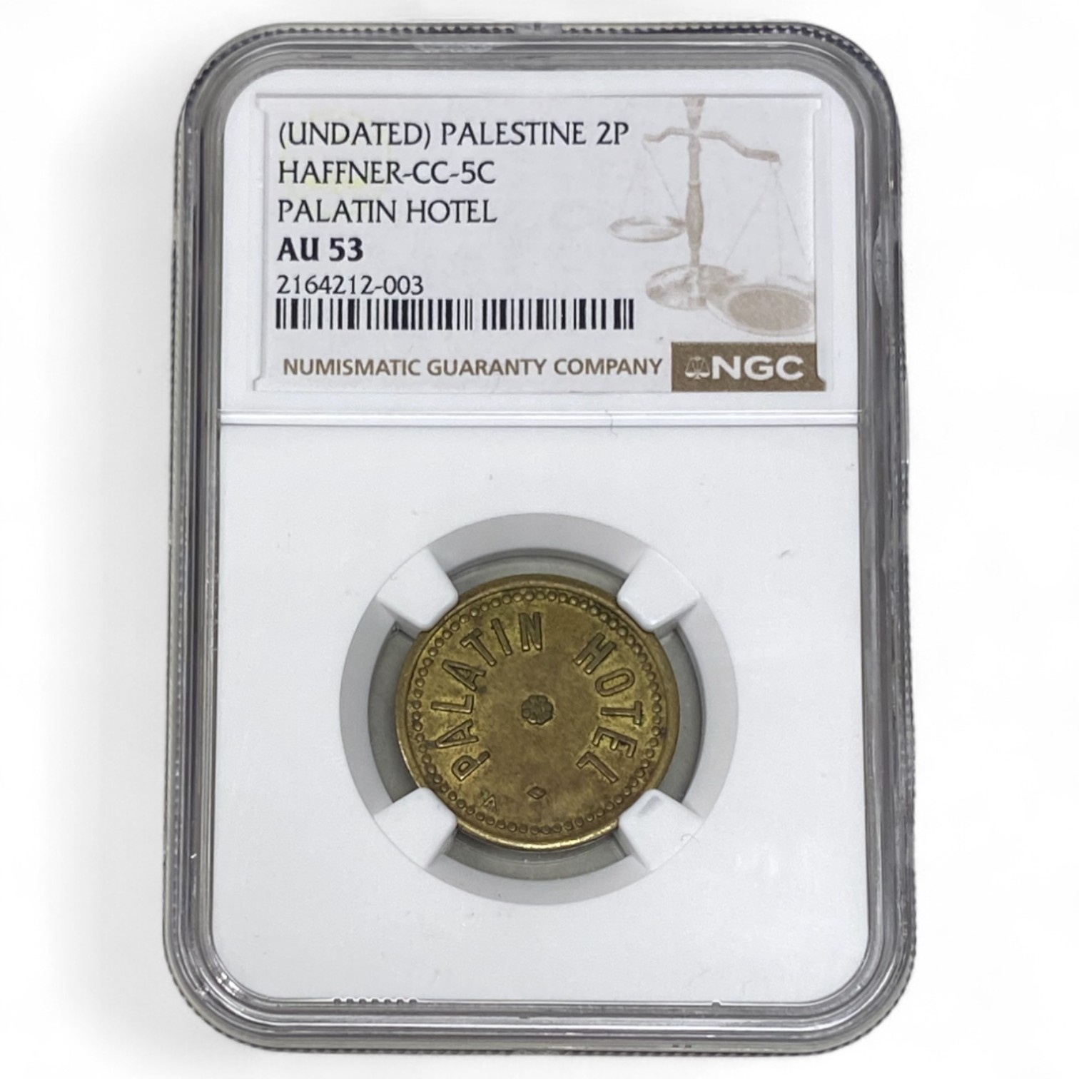 Palestine - 2 Piaster 1930' - Palatin Hotel - NGC AU 53 - Very high grade for this token - 1 2