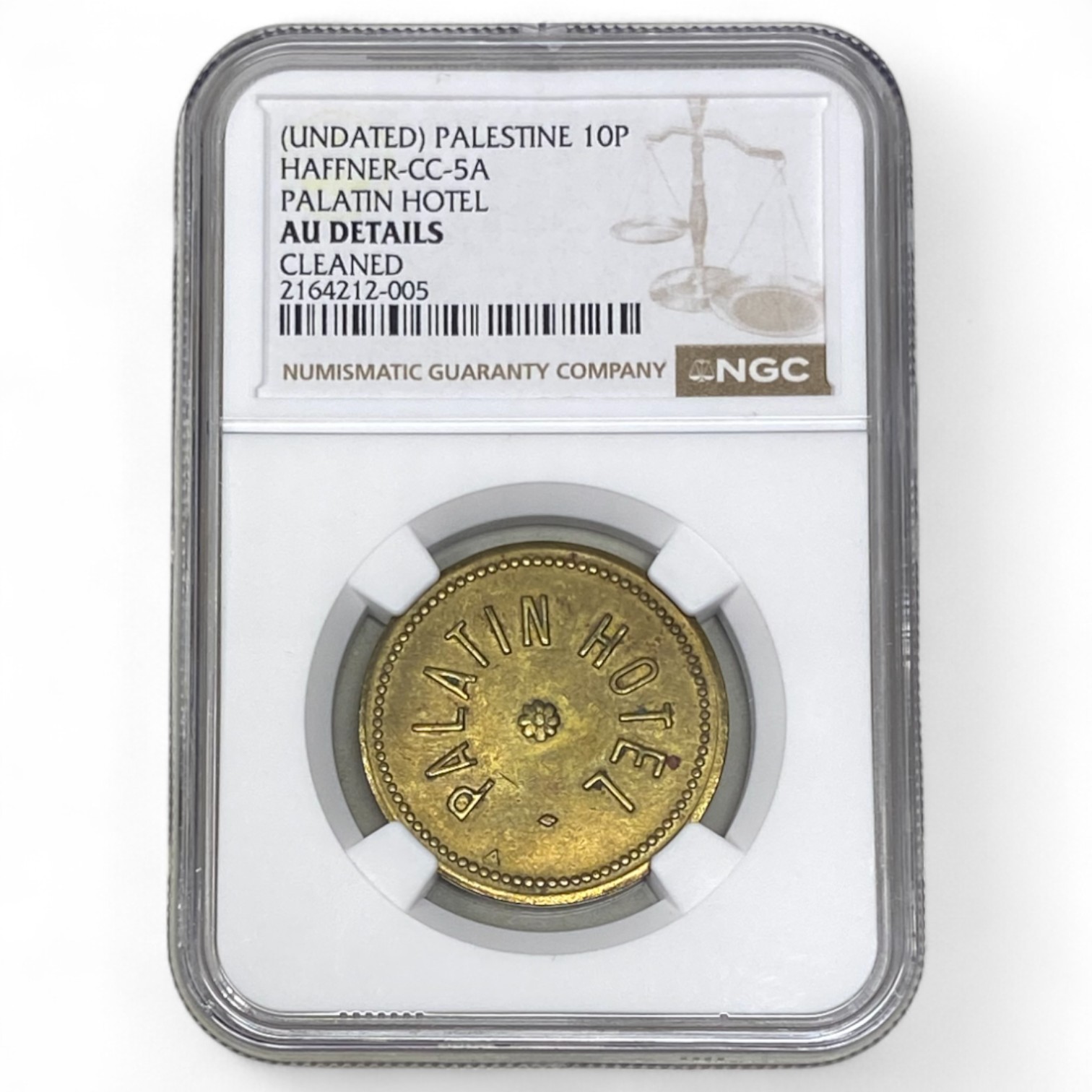 Palestine - 10 Piaster 1930' - Palatin Hotel - NGC AU DETAILS - 1 2