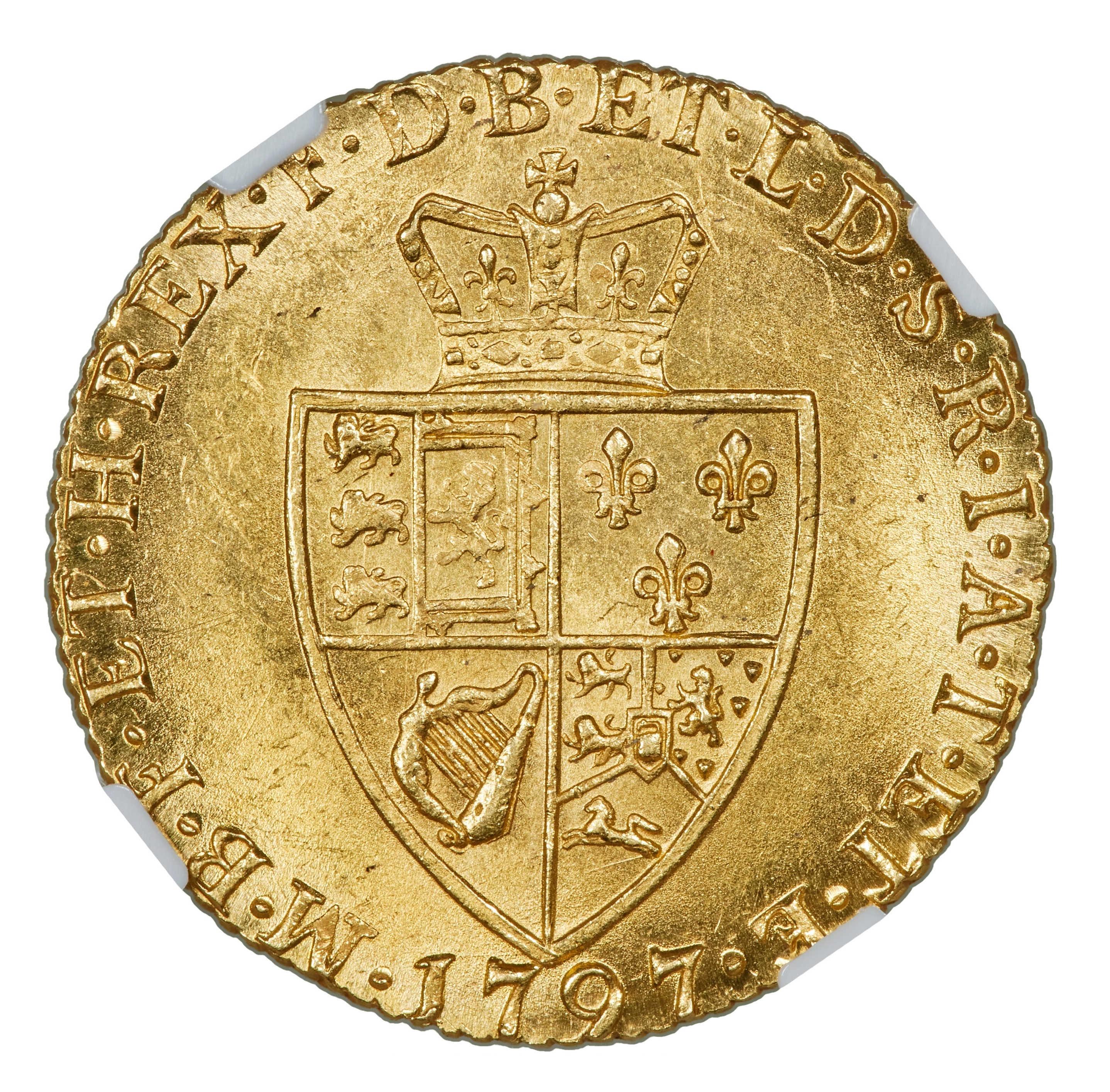 Great Britain / United Kingdom - 1 Guinea 1797 - NGC MS 65 - George III - Gold 916, 8.4g, 25mm - 1 1