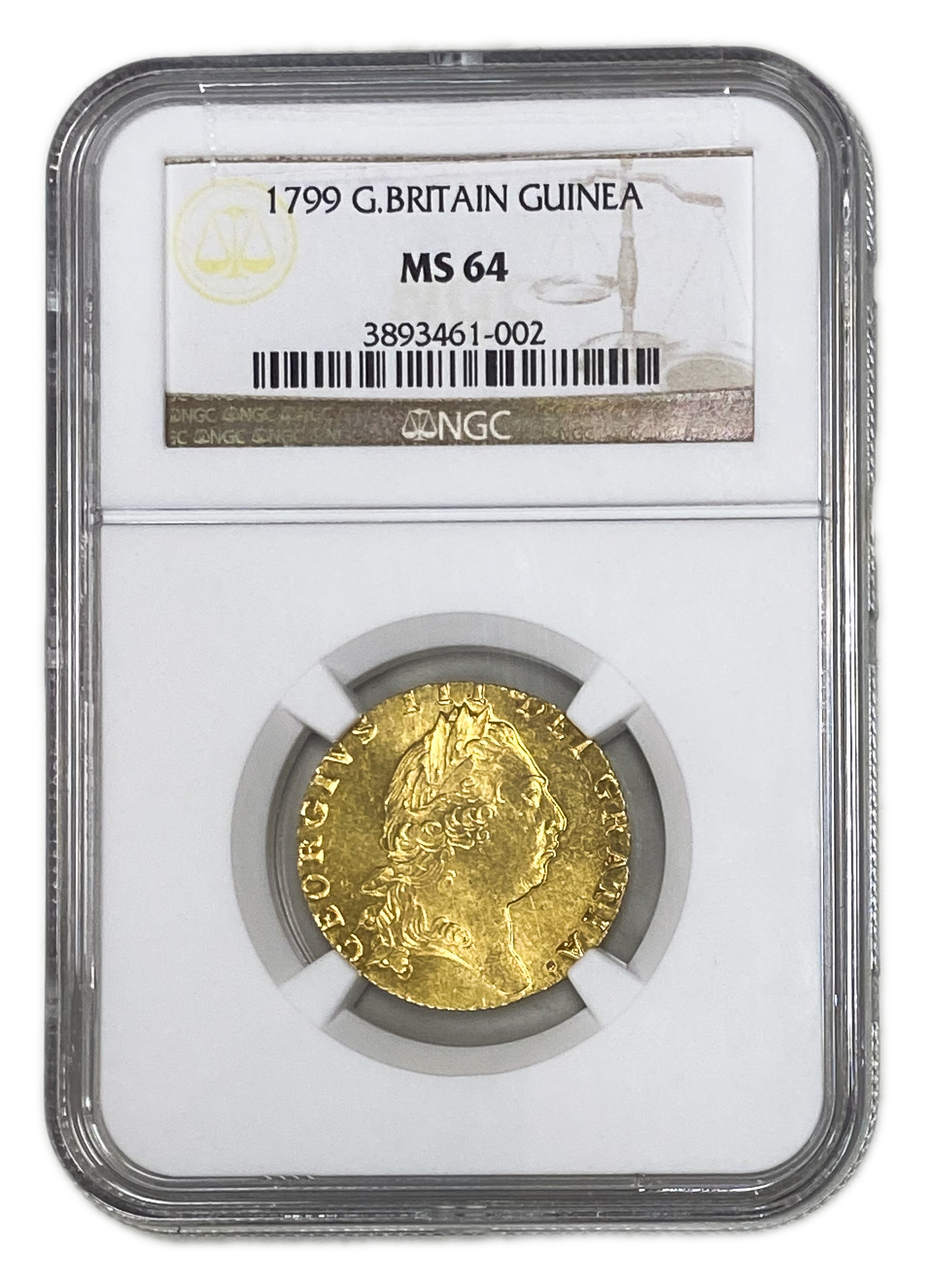 Great Britain / United Kingdom - 1 Guinea 1799 - NGC MS 64 - George III - Gold 916, 8.4g, 25mm - 1 2