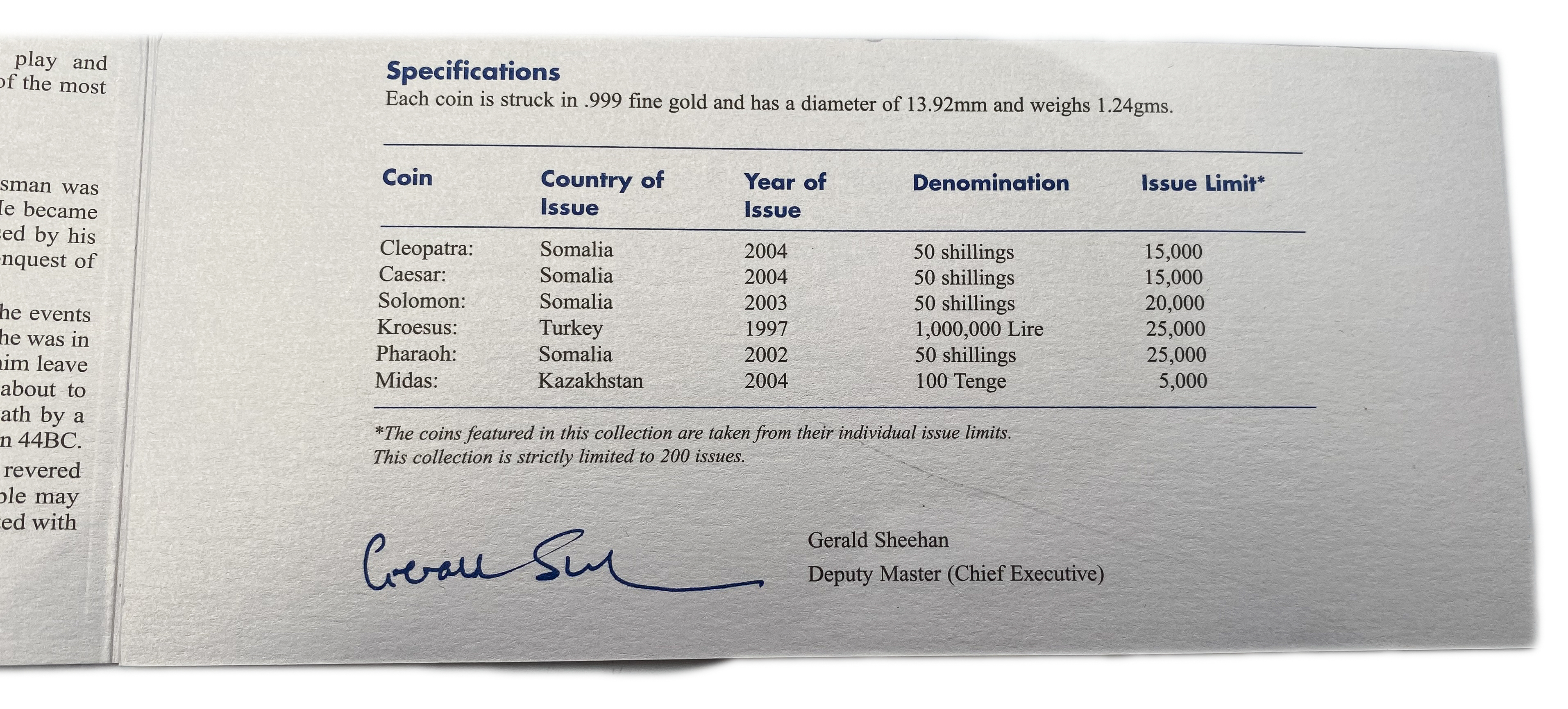 Great Britain / United Kingdom - Six Coins of "Miniature Gold Icons of the Ancient World" - Somalia, Turkey ... - 1 5