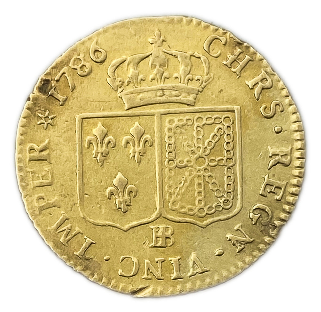 France - 1 Louis d'Or 1786 - F-VF - Louis XVI - Gold 917, 7.6g, 24mm - 1 1