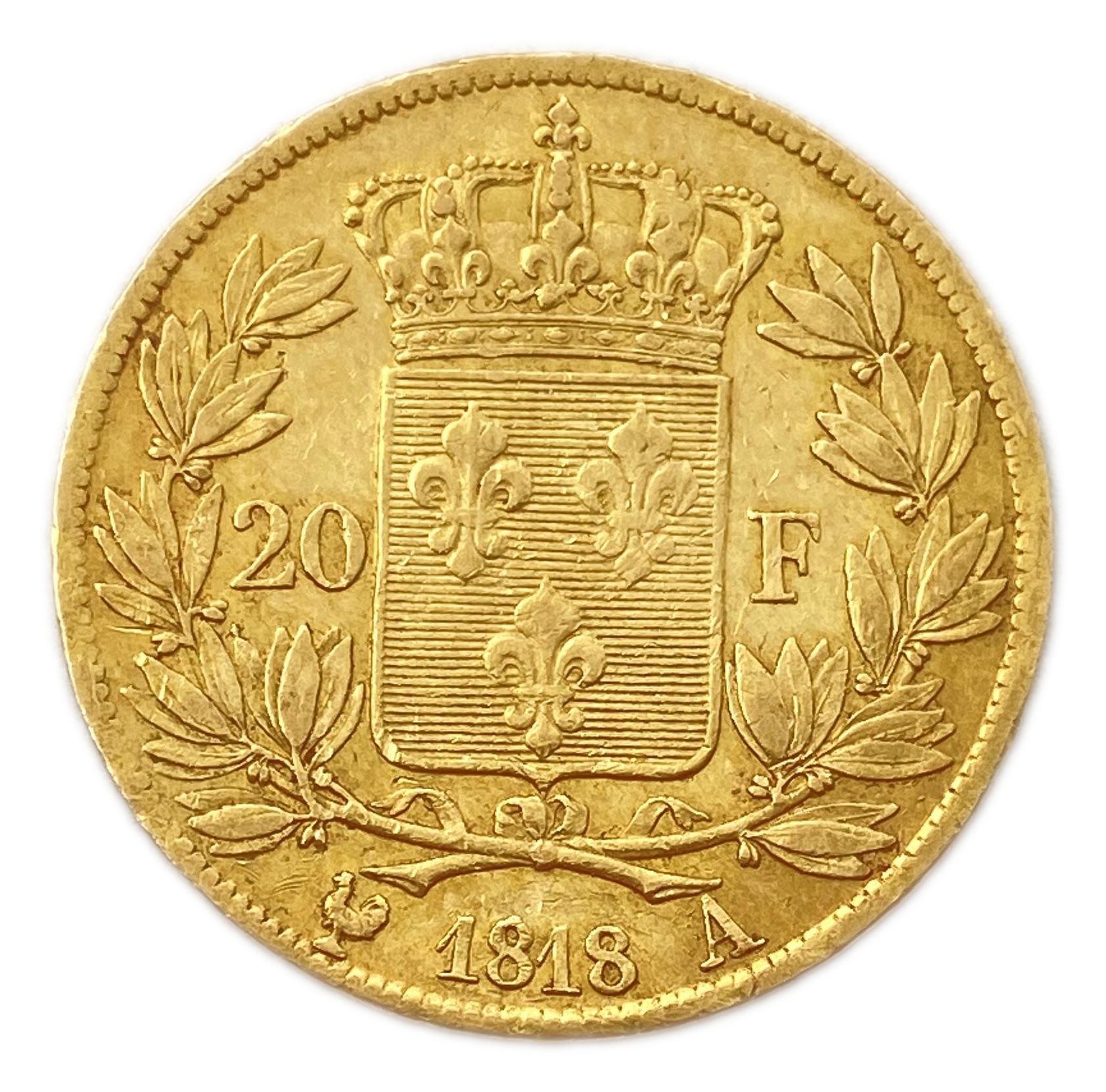 France - 20 Francs 1818 A - VF - King Louis XVIII - Gold 900, 6.45g, 22mm - 1 1
