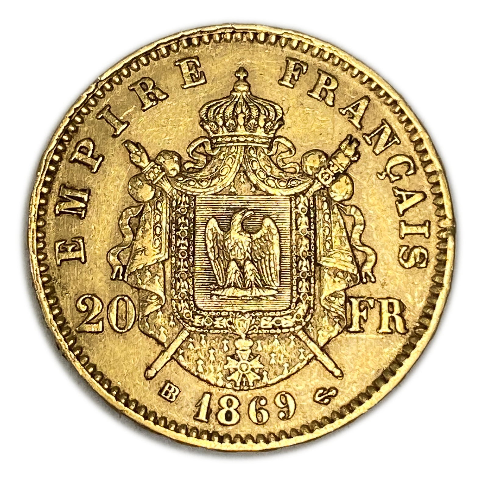 France - 20 Francs 1869 BB - XF - Napoleon III - Gold 900, 6.45g, 22mm - 1 0
