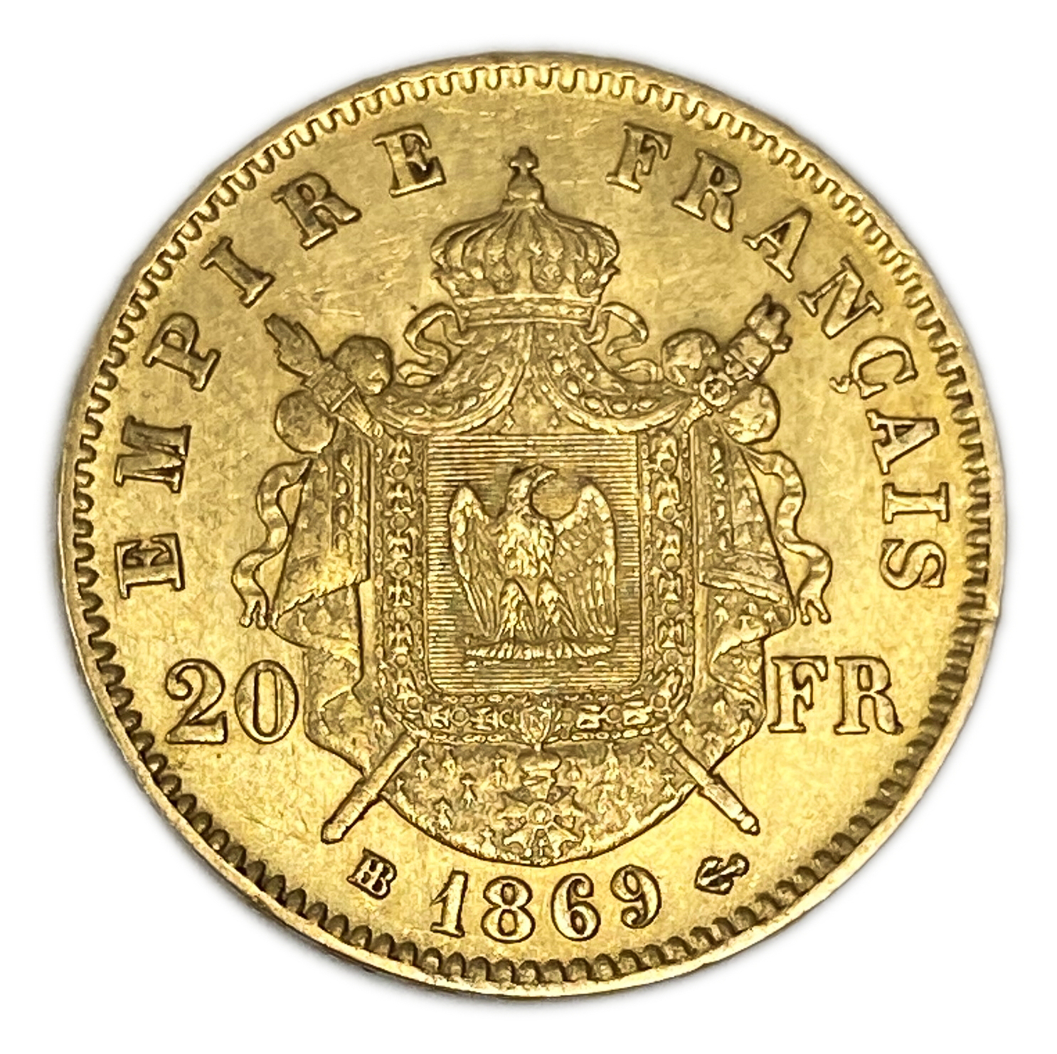 France - 20 Francs 1869 BB - XF - Napoleon III - Gold 900, 6.45g, 22mm - 1 0