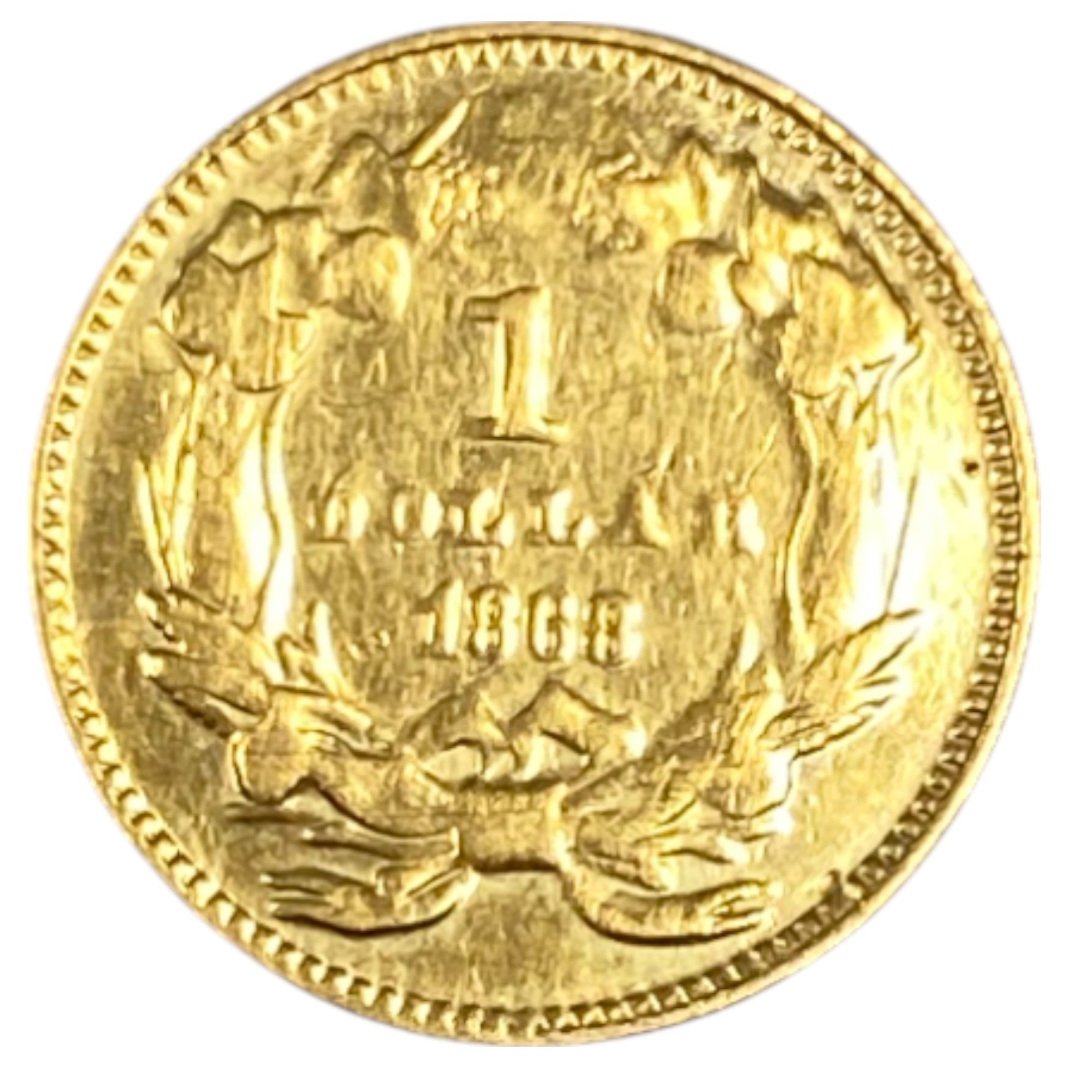 USA - 1 Dollar 1868 - "Large Indian Head" - Gold 900, 1.67g, 15mm - 1 0