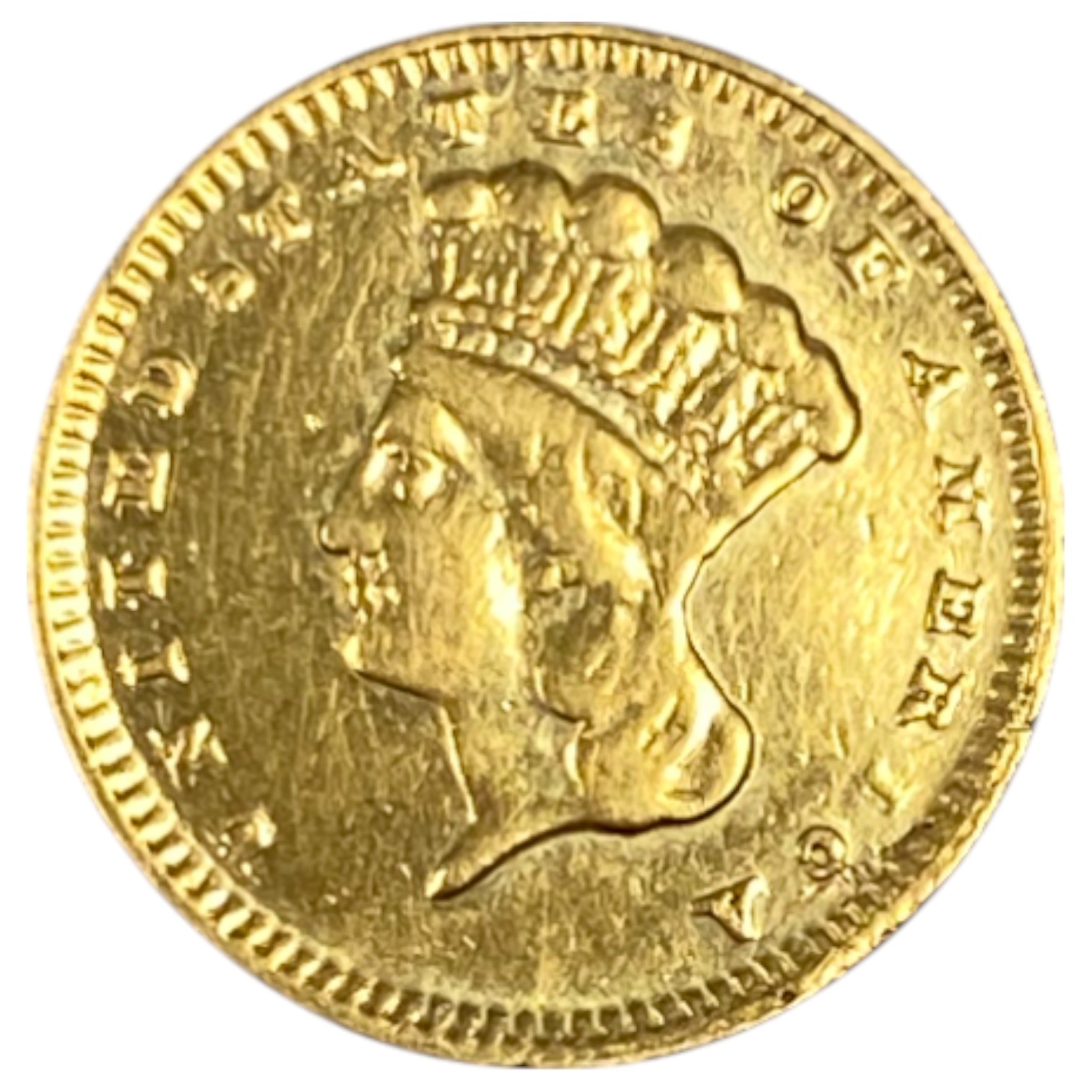 USA - 1 Dollar 1868 - "Large Indian Head" - Gold 900, 1.67g, 15mm - 1 1