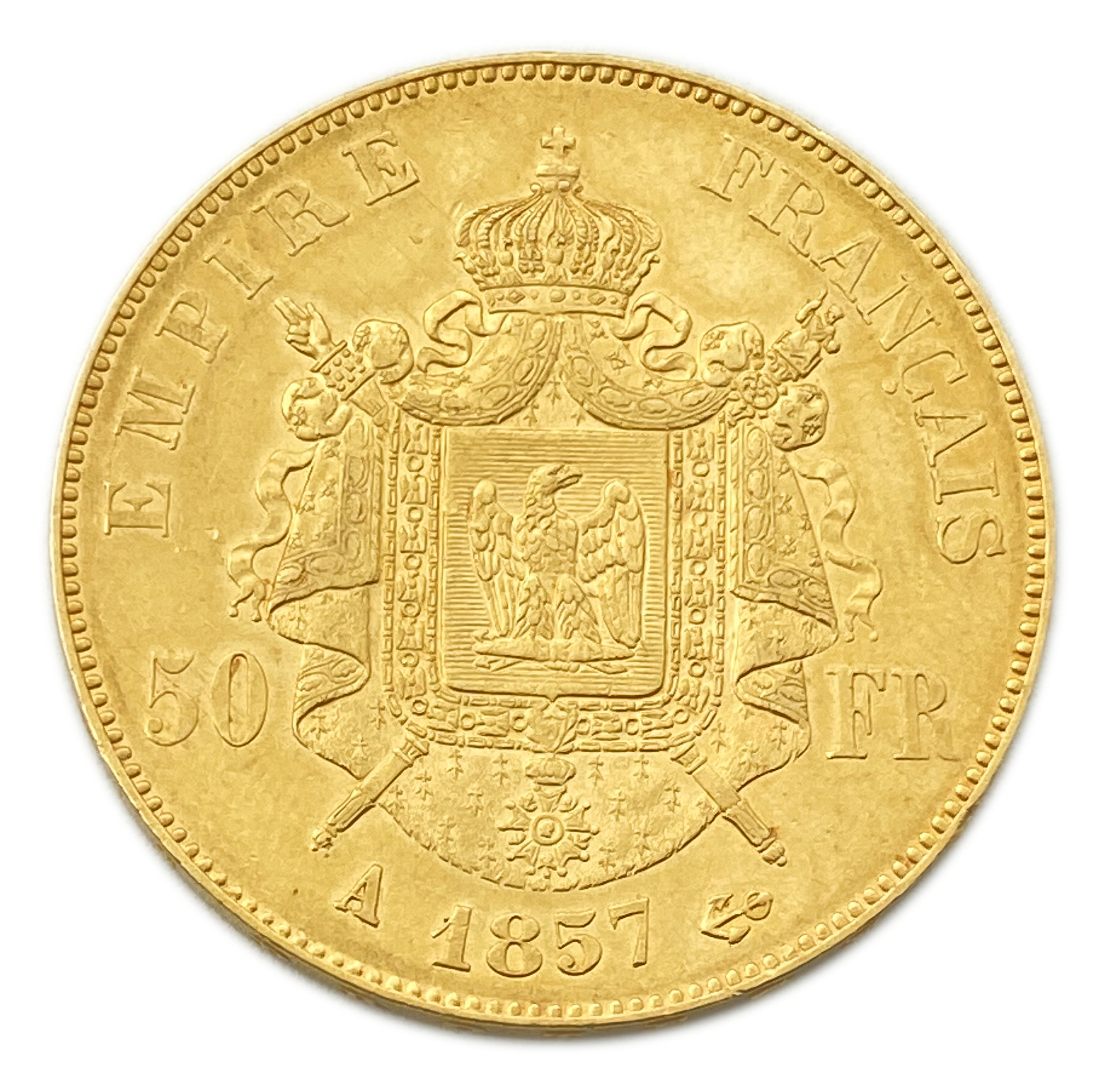 France - 50 Francs 1857 A - AU - Napoleon III - Gold 900, 16.22g, 30mm - 1 0