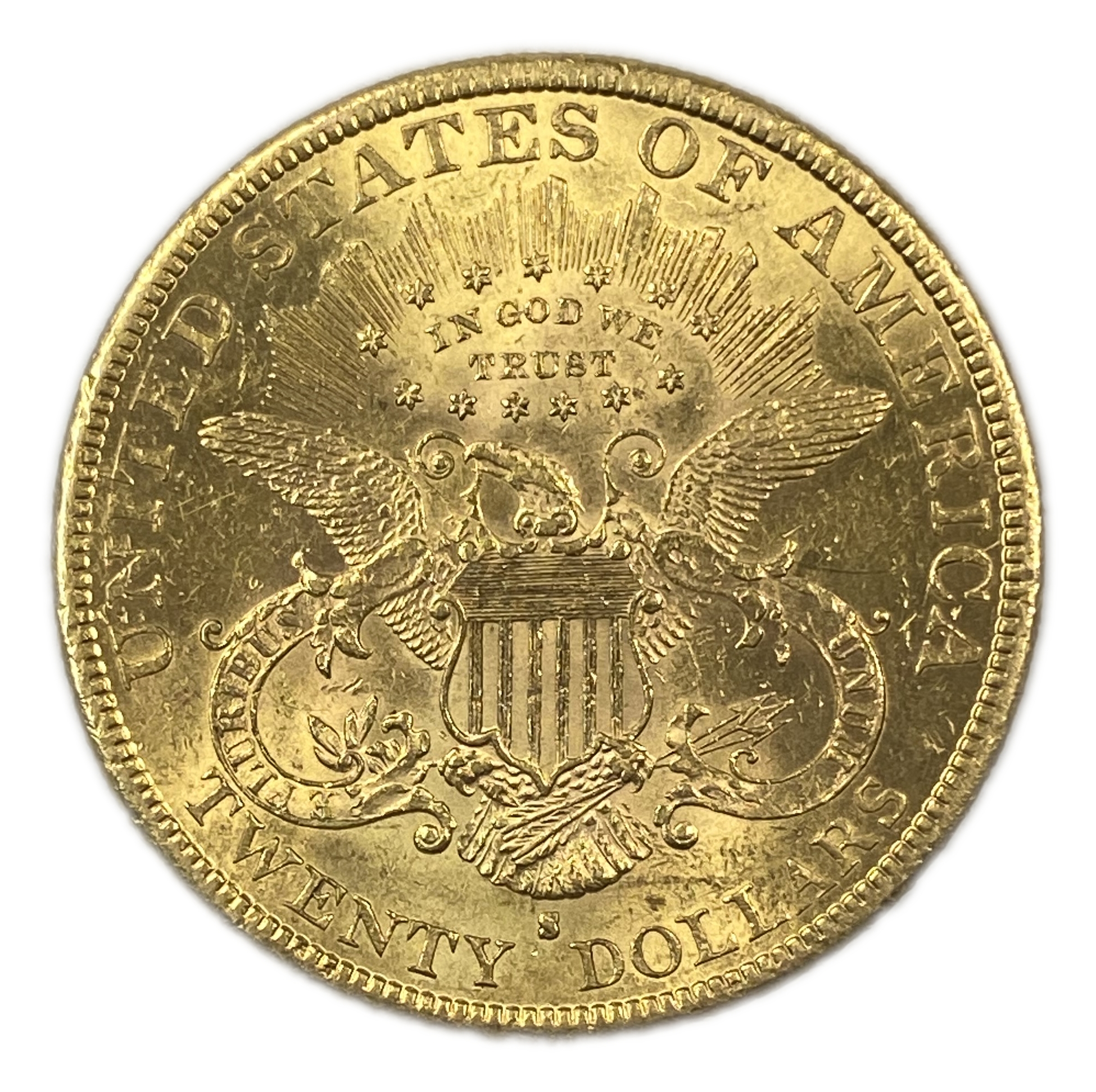 USA - 20 Dollars 1890 S - Liberty Head - Double Eagle, With motto - Gold 900, 33.43g, 34mm - 1 1