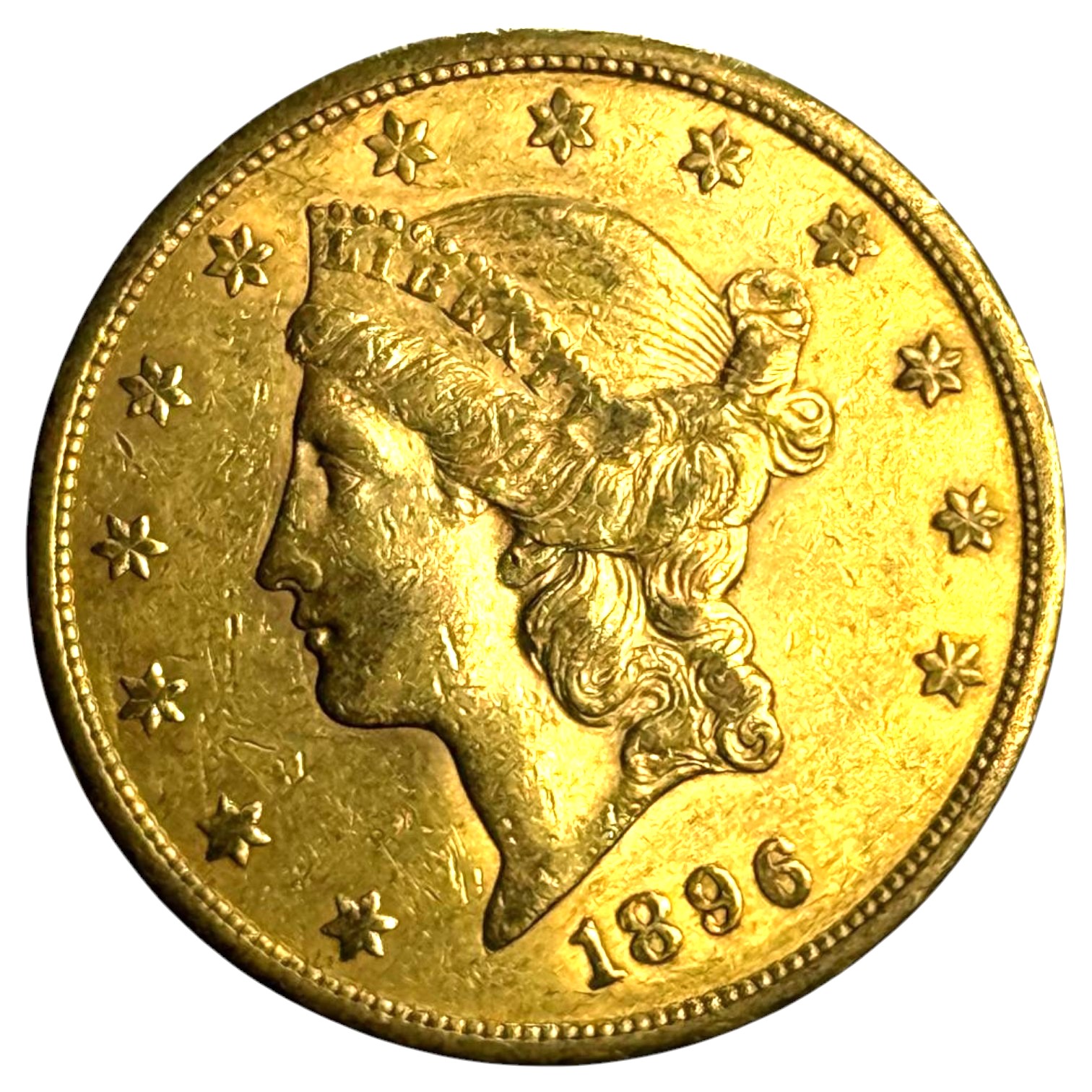 USA - 20 Dollars 1896-S - Liberty Head - Double Eagle, With motto - Gold 900, 33.43g, 34mm - 1 0