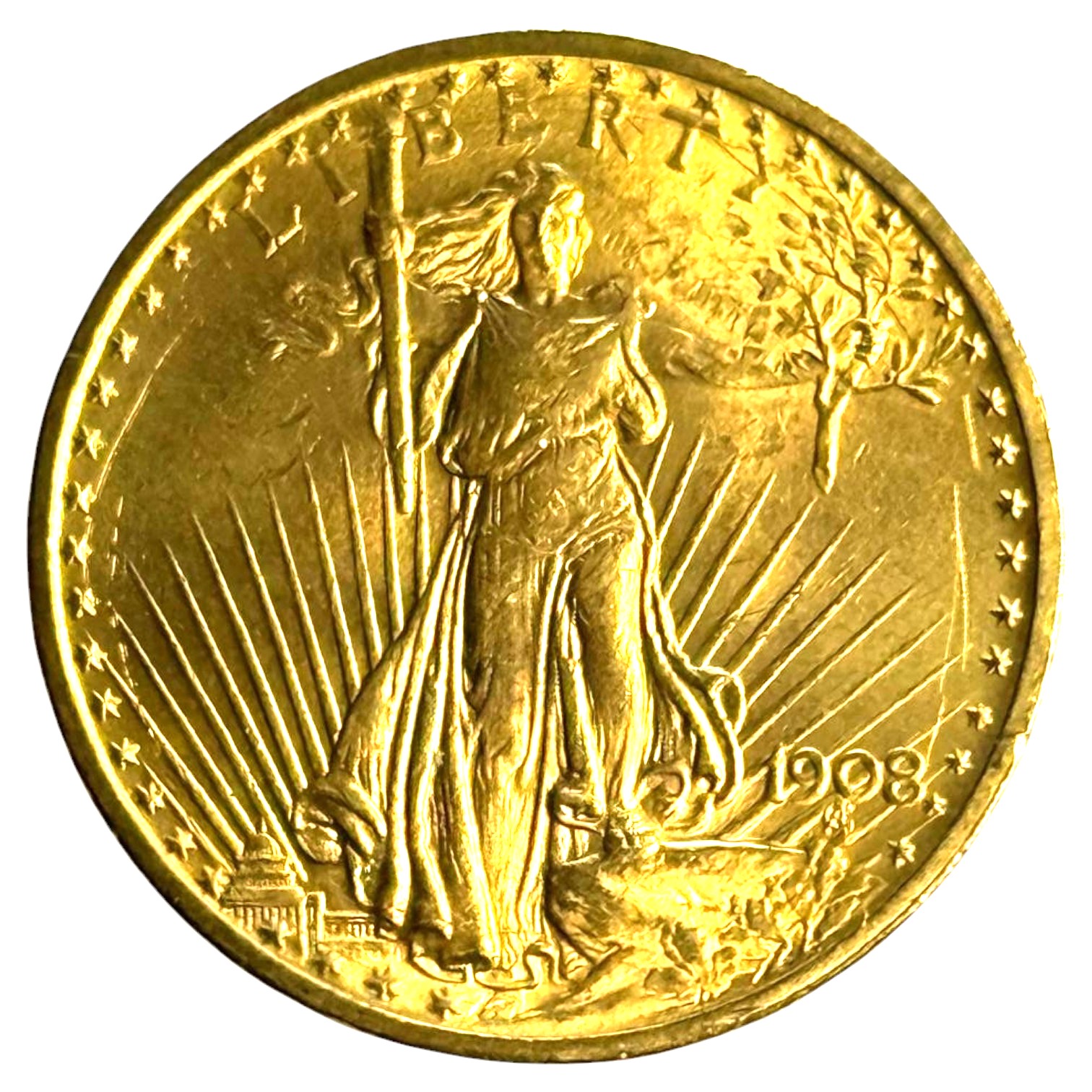 USA - 20 Dollars 1908 - Saint-Gaudens Double Eagle, With motto - Gold 900, 33.43g, 34mm - 1 0