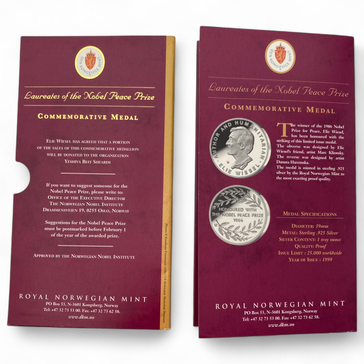 World – Lot of 3 silver medals of Nobel Prize winners, come in a dedicated and impressive box for storage – silver ... - 1 4