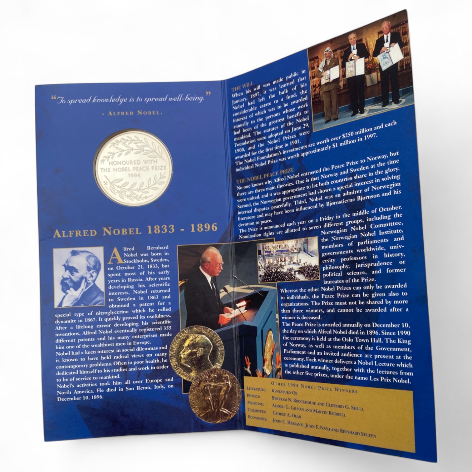World – Lot of 3 silver medals of Nobel Prize winners, come in a dedicated and impressive box for storage – silver ... - 1 12