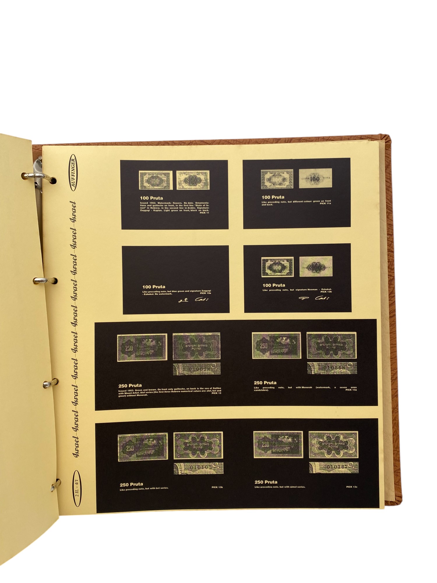 Album – for collecting Israeli banknotes "AUFFINGER ALBUM" – The album contains a picture of the banknote and a ... - 1 3