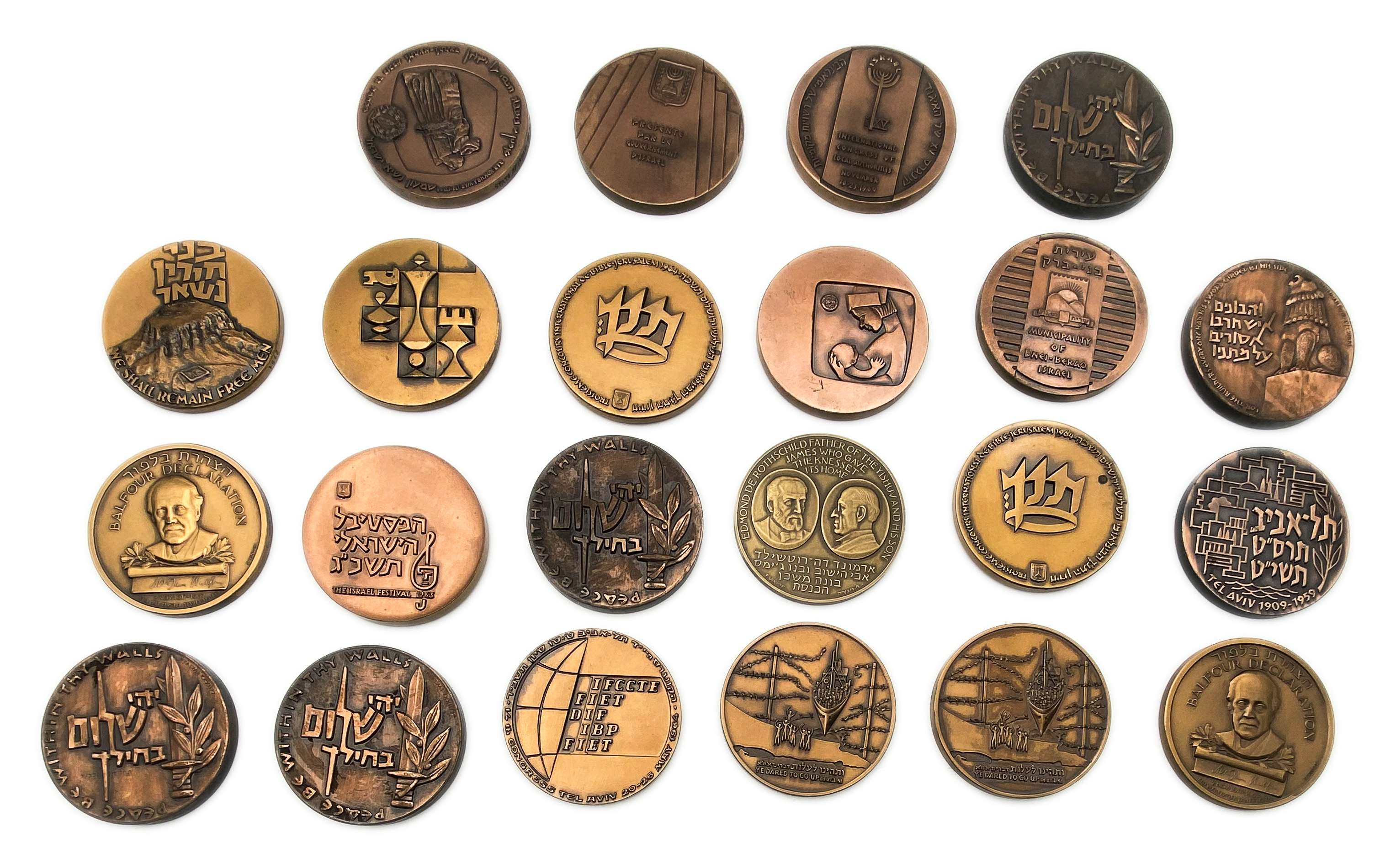 Israel - A very large collection of 22 bronze medals, 59 mm from the Government Coin and Medal Company - the medals ... - 1 0