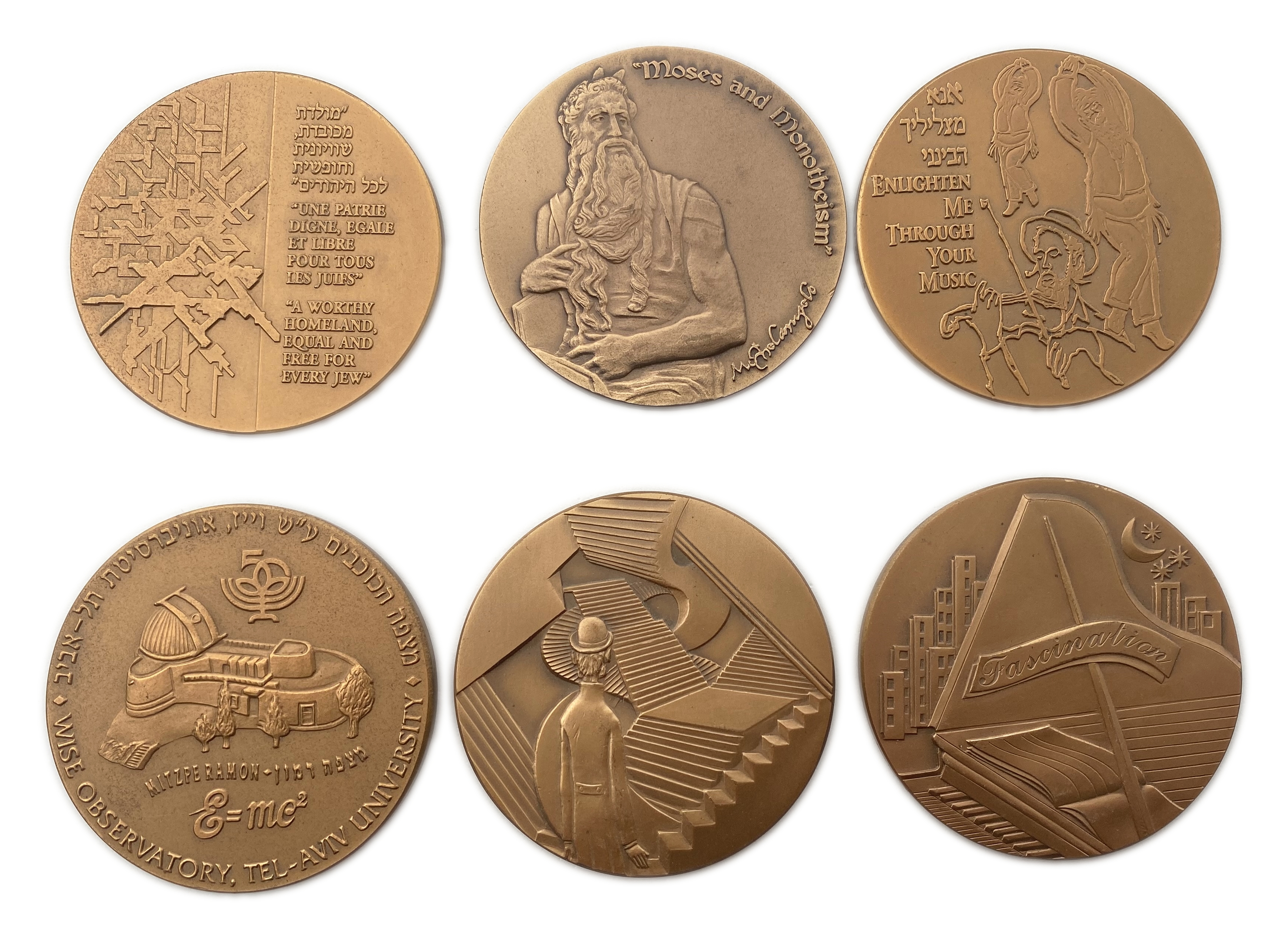 Israel - Set of 6 medals on personal Jewish subjects who contributed to human culture, 59mm - 1 1