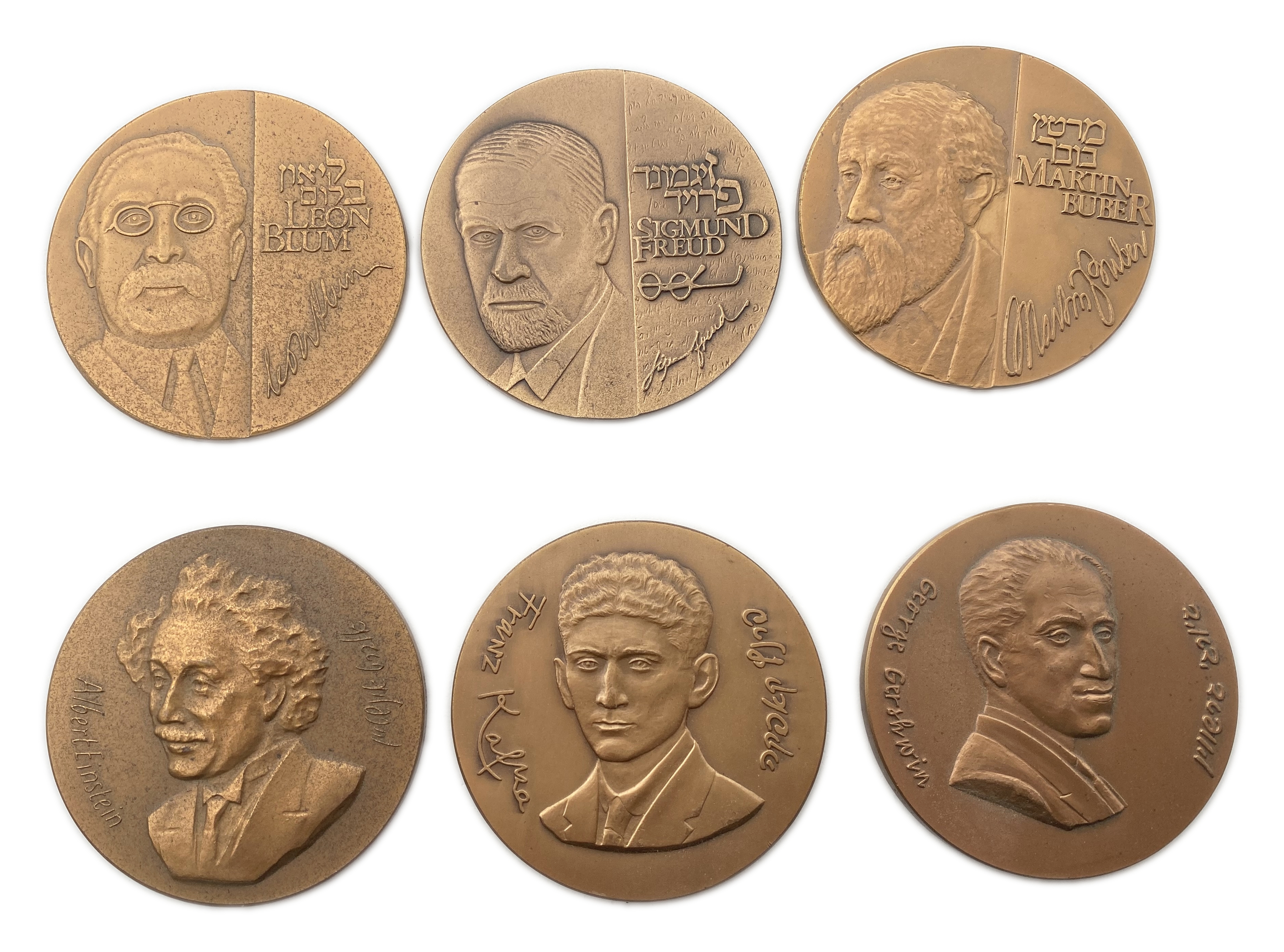 Israel - Set of 6 medals on personal Jewish subjects who contributed to human culture, 59mm - 1 0