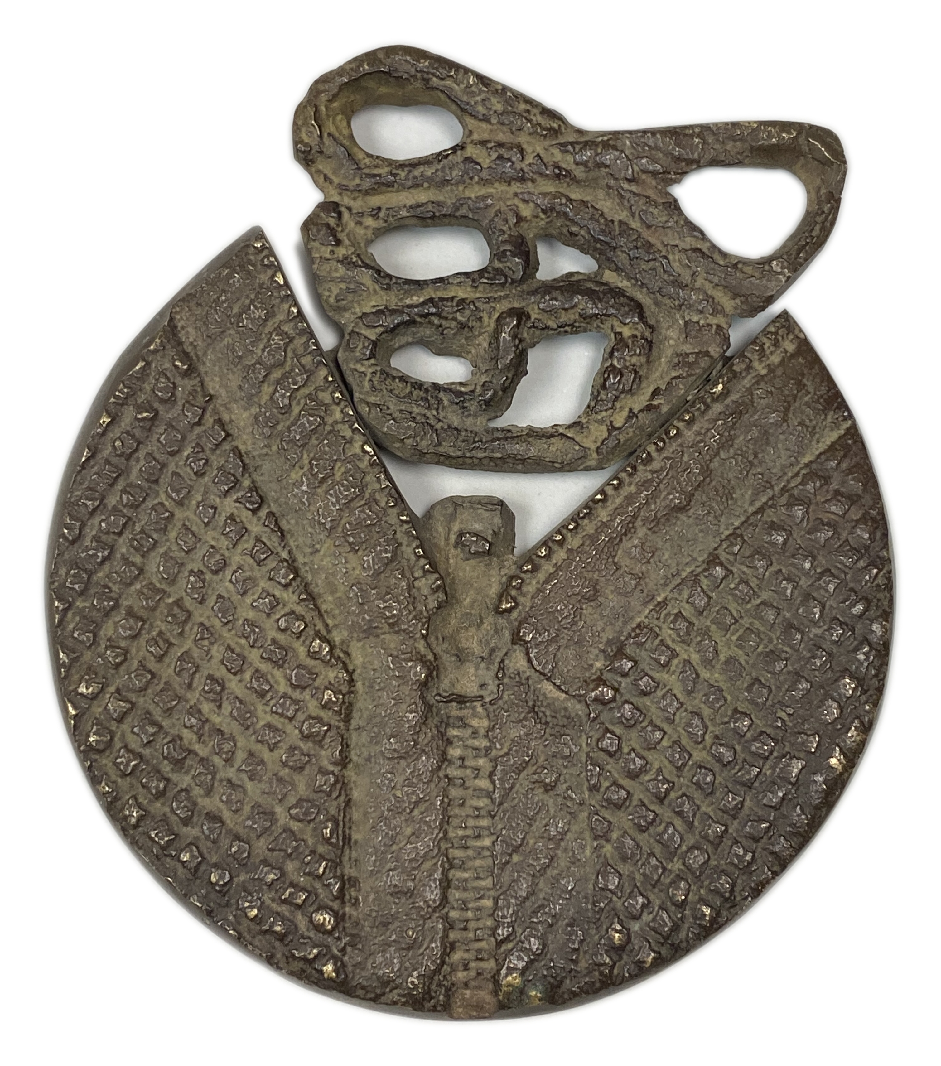 Israel - Large and unique medal, shaped like a ball or bag, opens with a zipper - 472g, 100mm X 95 mm Signed "Yael ... - 1 0