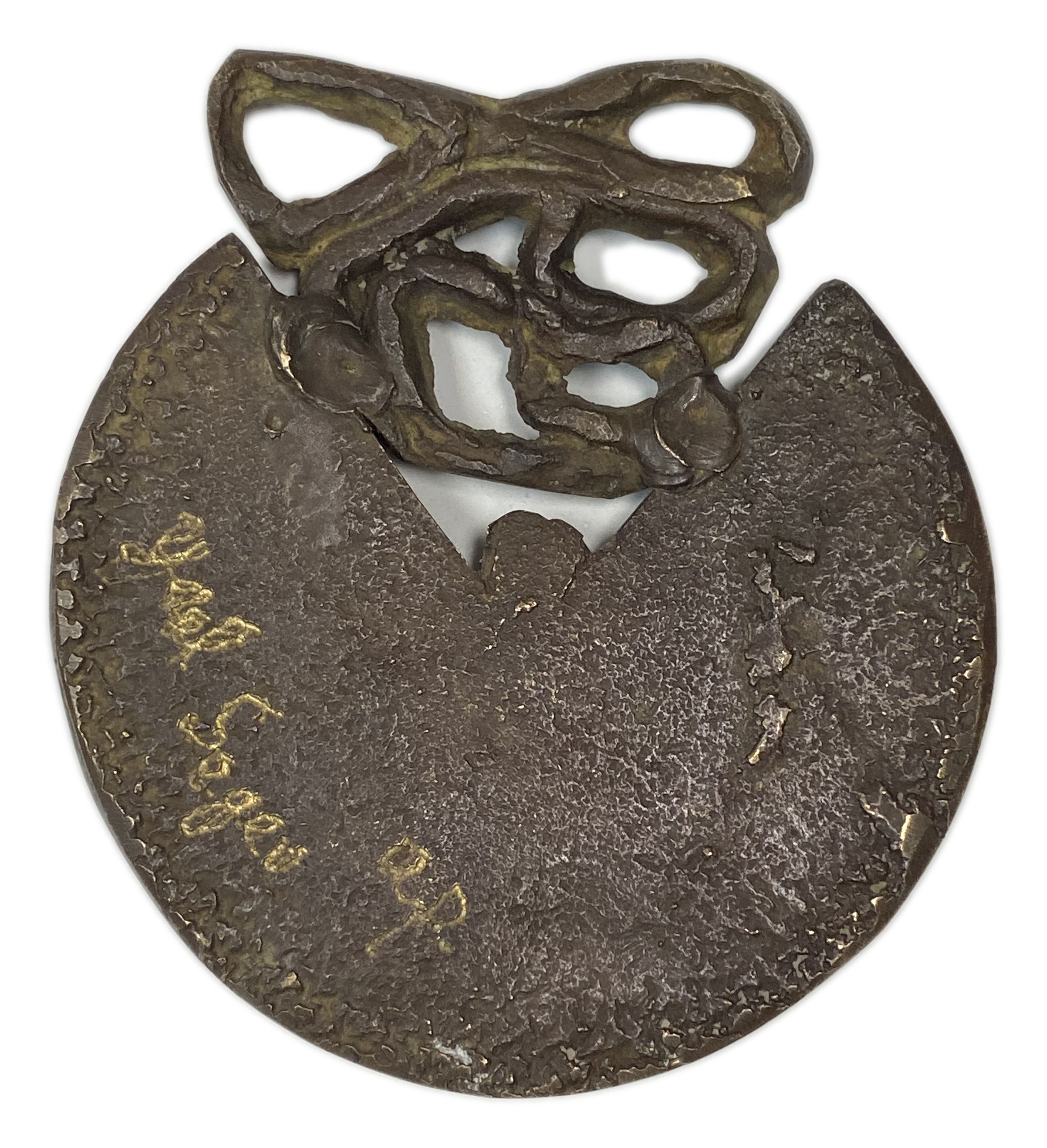 Israel - Large and unique medal, shaped like a ball or bag, opens with a zipper - 472g, 100mm X 95 mm Signed "Yael ... - 1 1