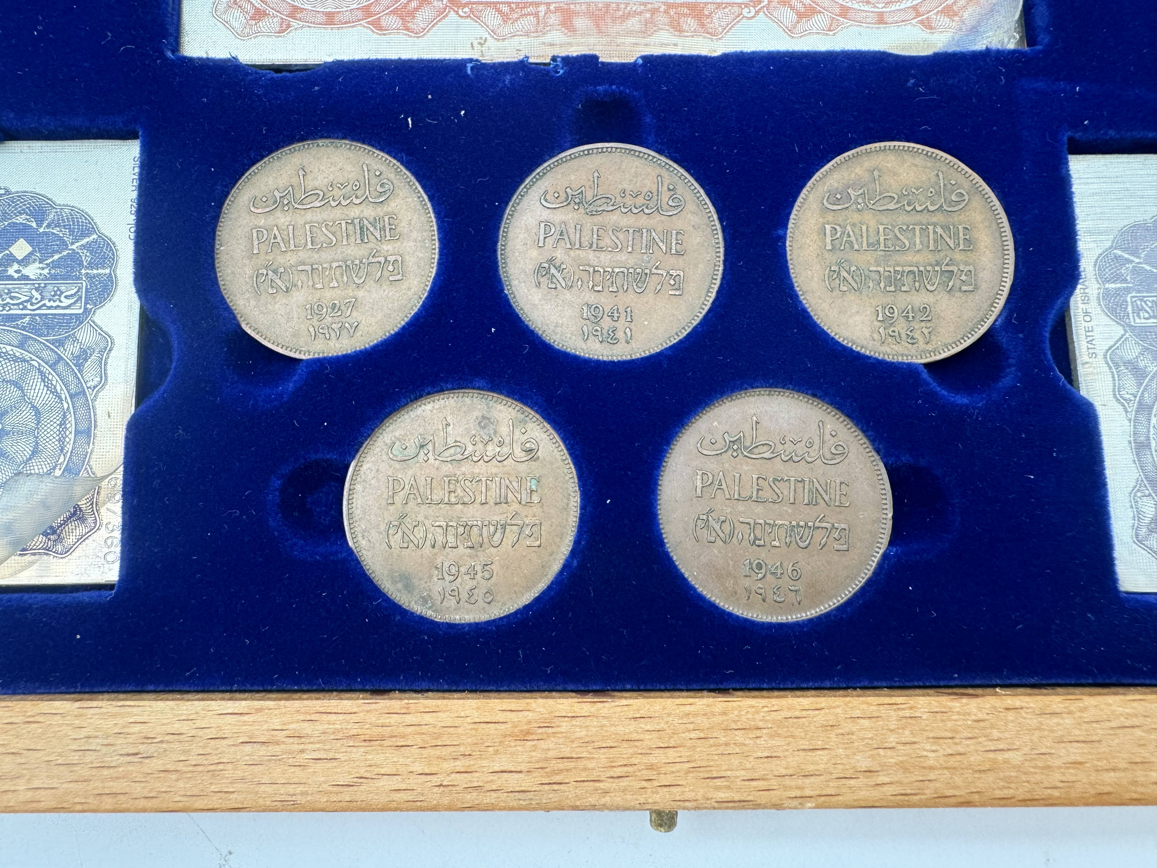 Palestine - silver replica series of the mandatory banknotes of all denominations + a complete set of 2 mils coins ... - 1 6