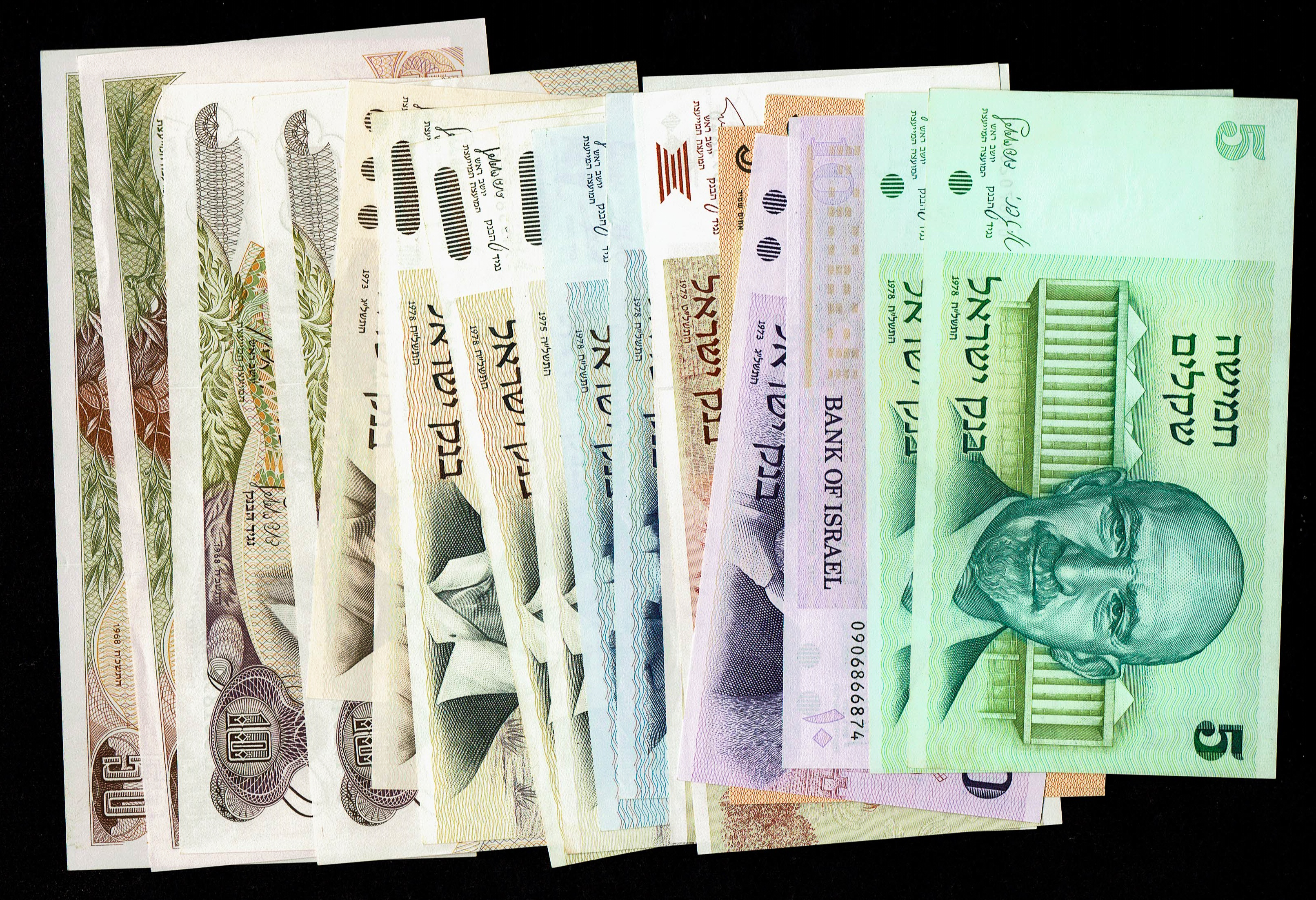 Israel - A very large collection of 24 Israeli banknotes, most of them in UNC condition - 1 0
