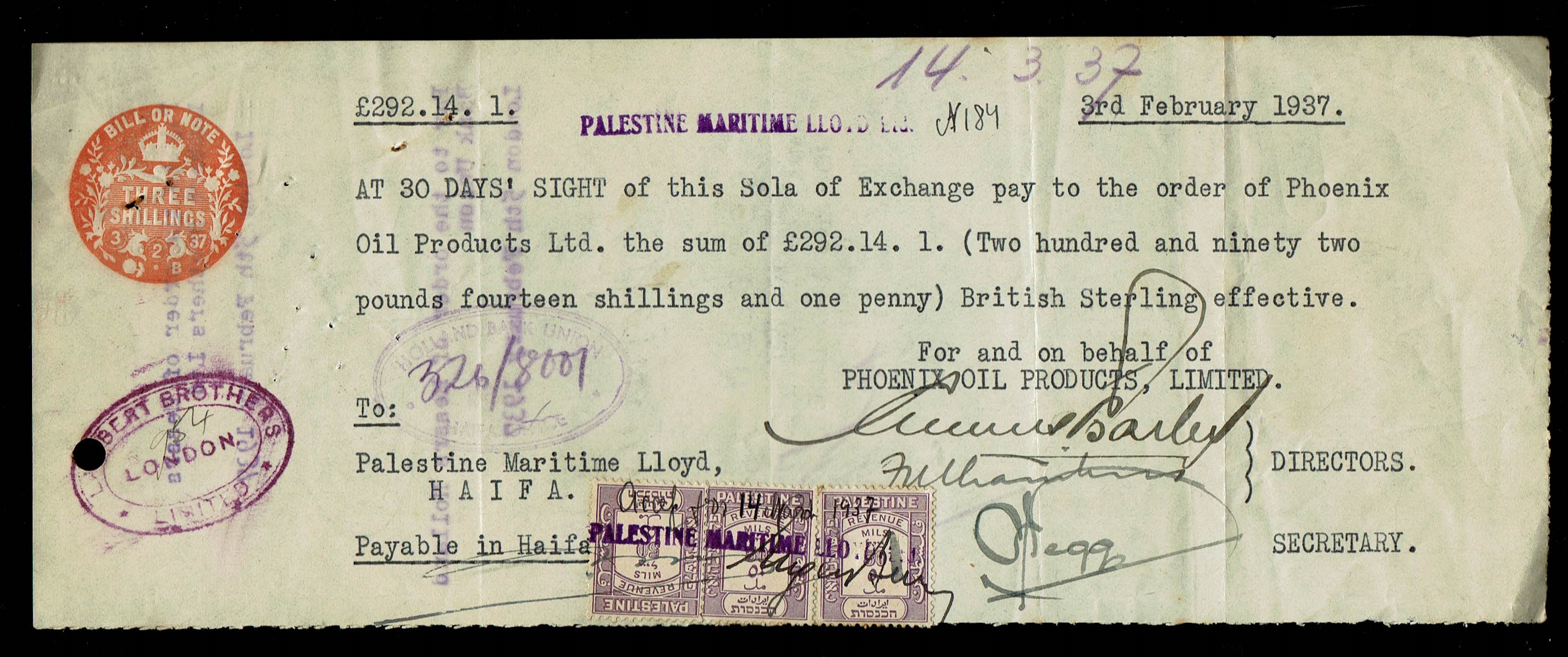 Paper money tokens - Israel and Palestine, a large collection of 20 checks and other documents related to finances ... - 1 5