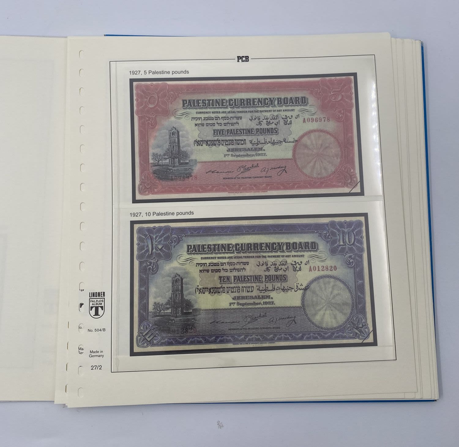 Album - For Collecting Palestine Banknotes (British Mandate in Israel) 1927-1948 - Made in Germany, Linder - ... - 1 4