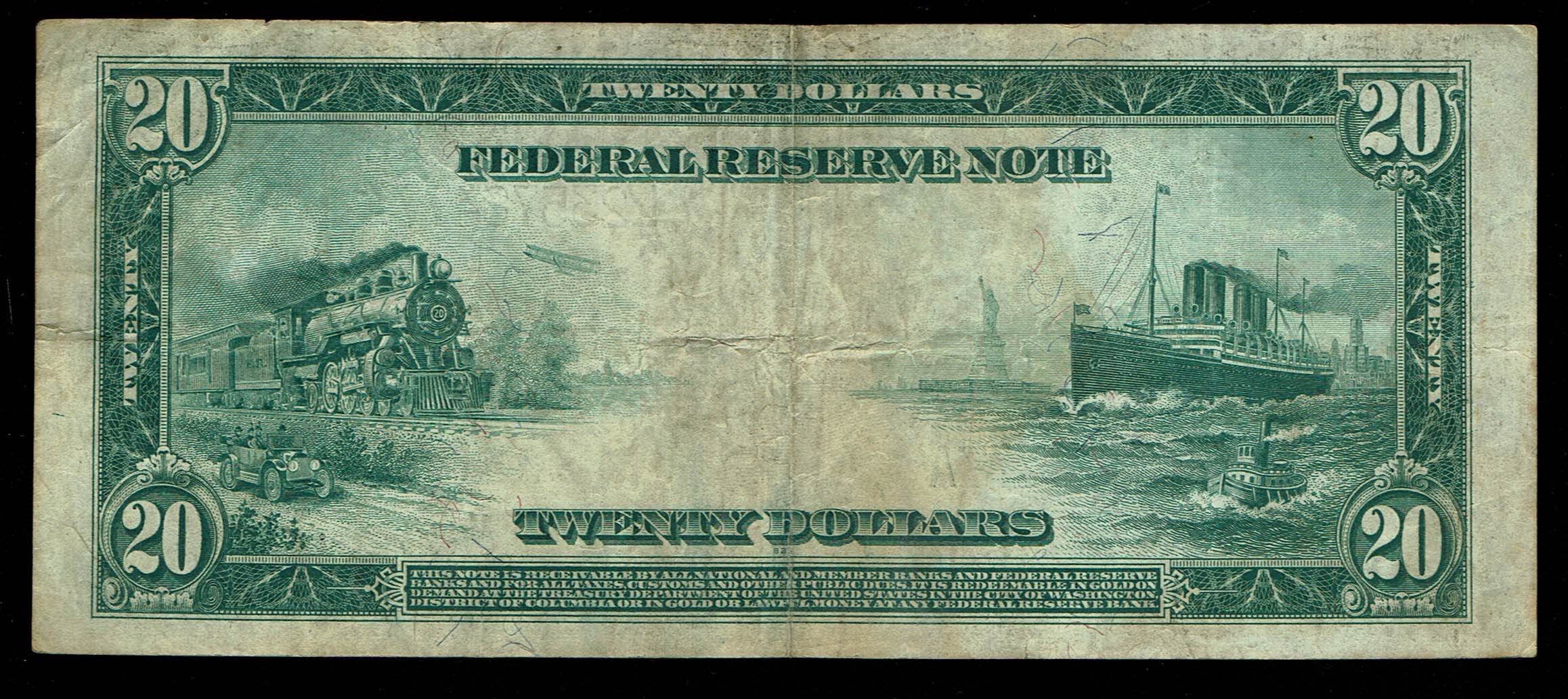 USA - 20 Dollars 1914, Blue Seal - VF - 1 1