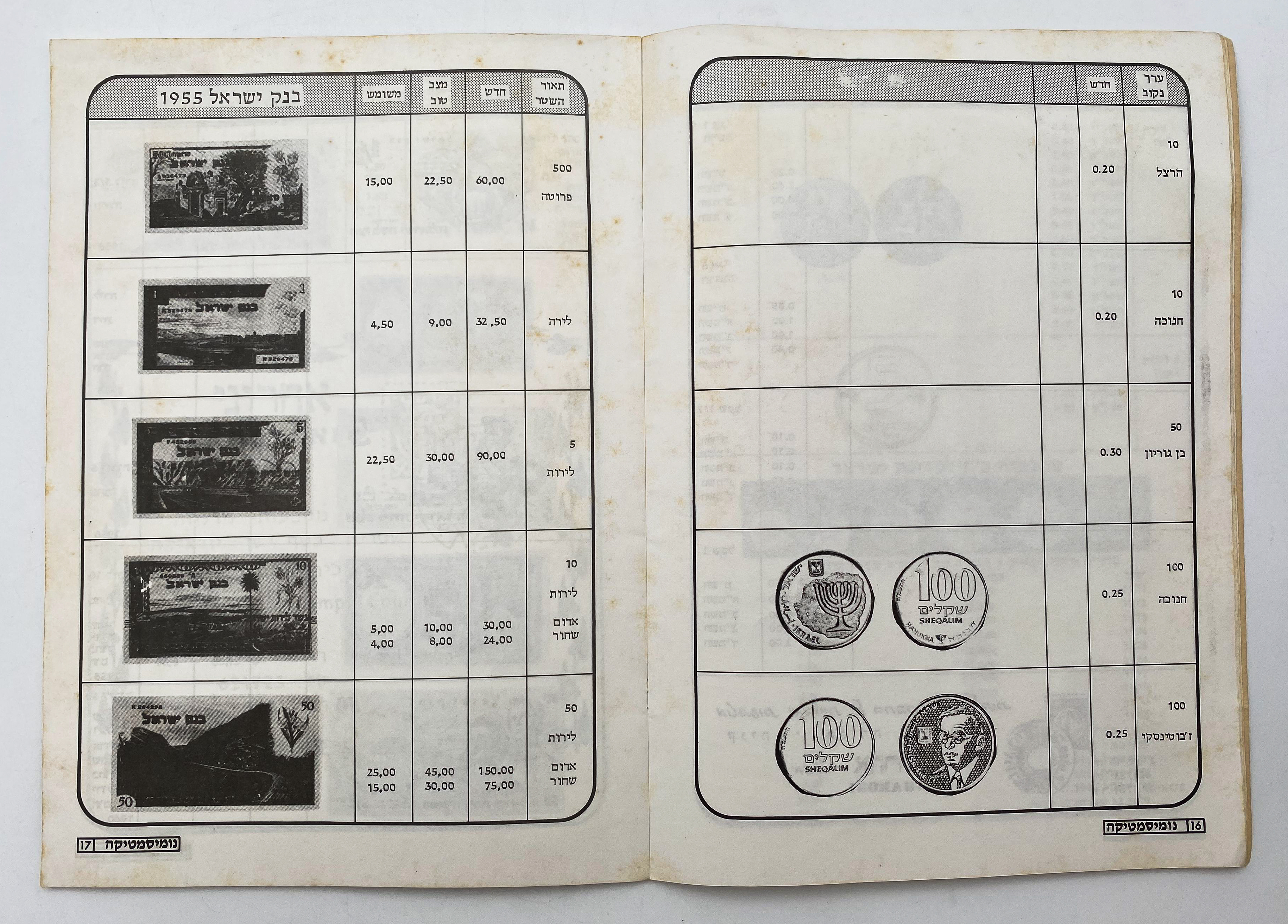 Catalogs / Numismatic Literature - A Pair of Price Lists for the Numismatics of Israel - Coins, Banknotes and ... - 1 8
