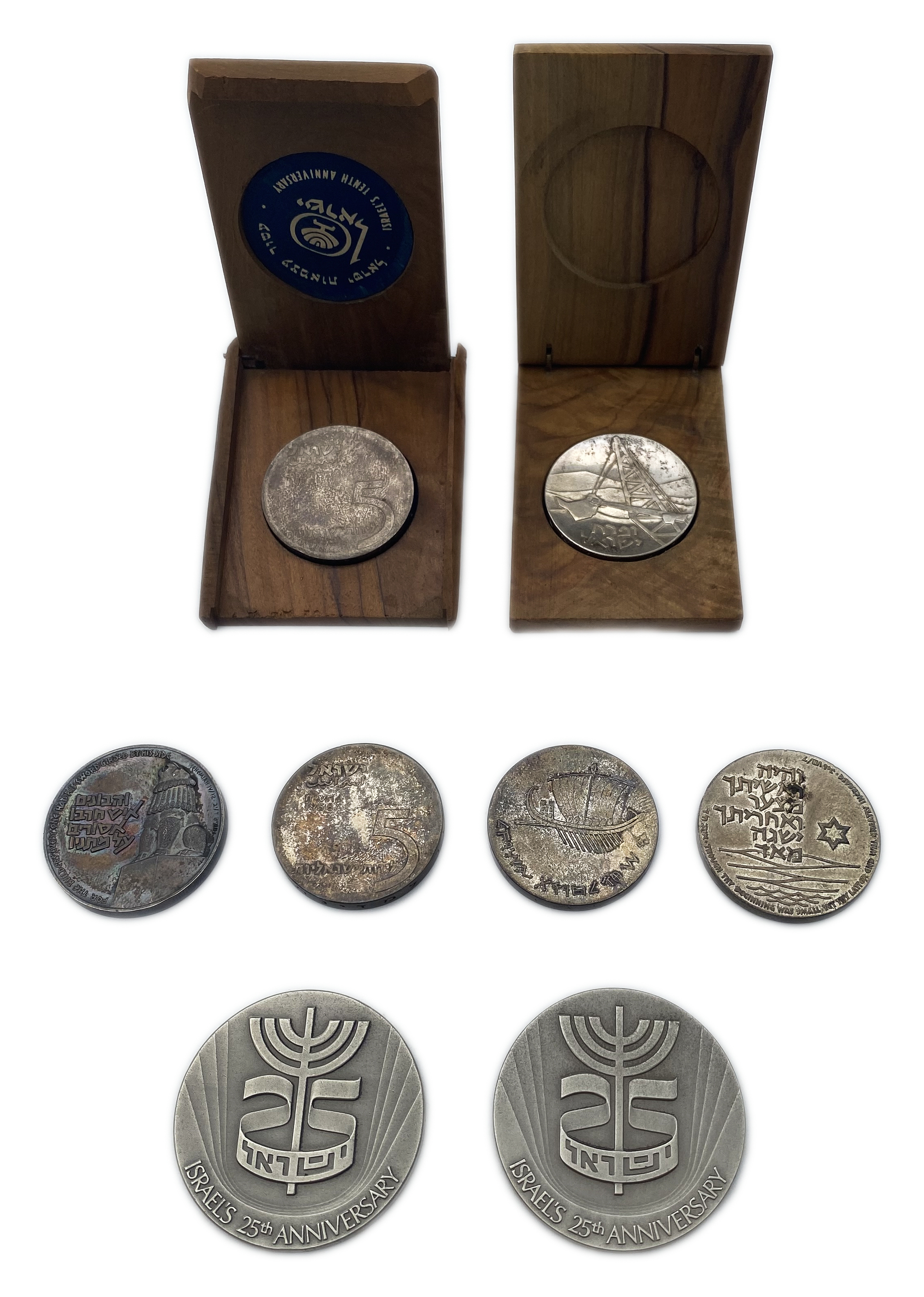 Israel - Set of 8 silver coins - various years, values, themes and conditions - 1 0