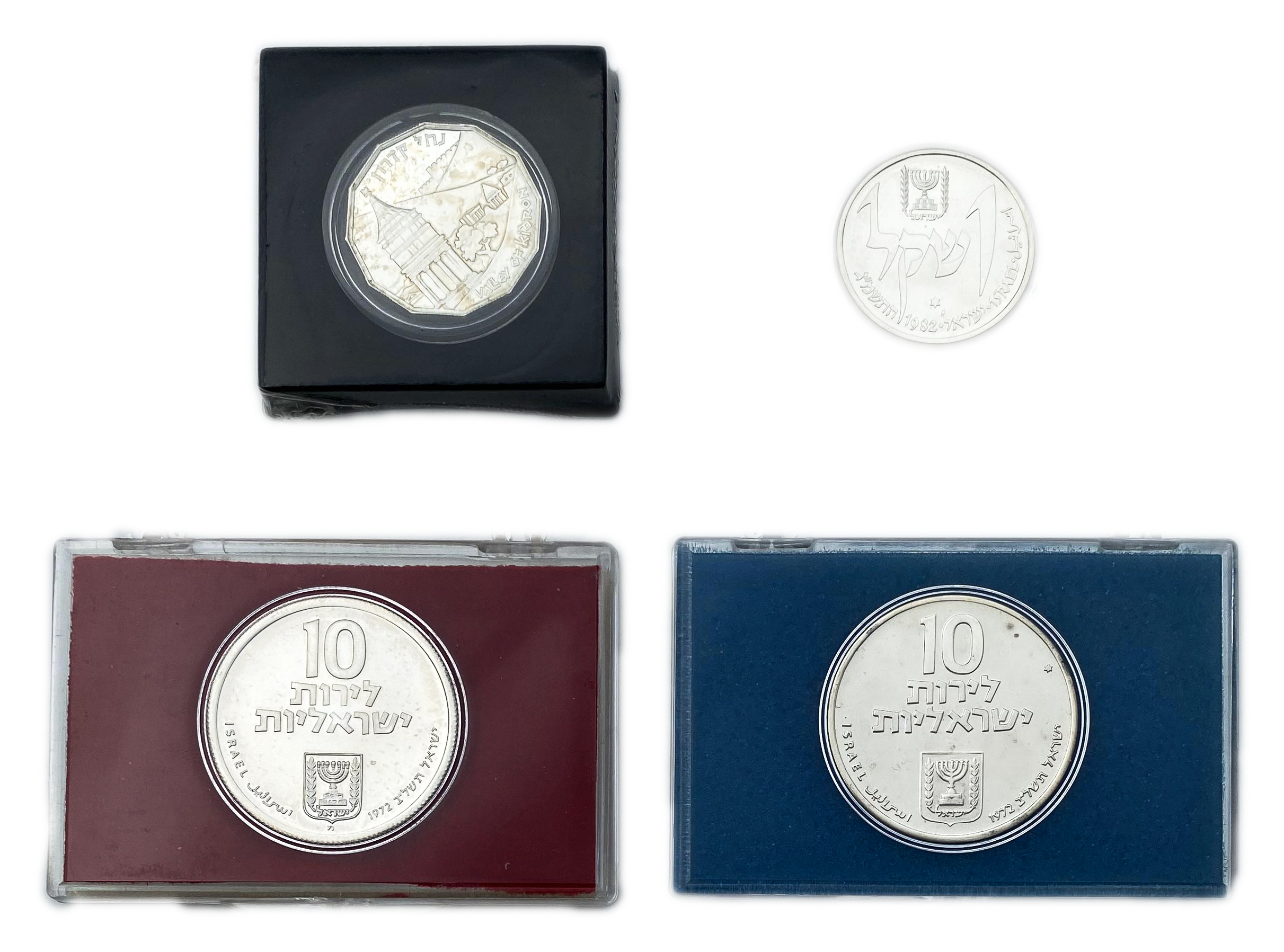 Israel - Set of 4 Silver Coins - Various Years, Values, Themes and Conditions - 1 0