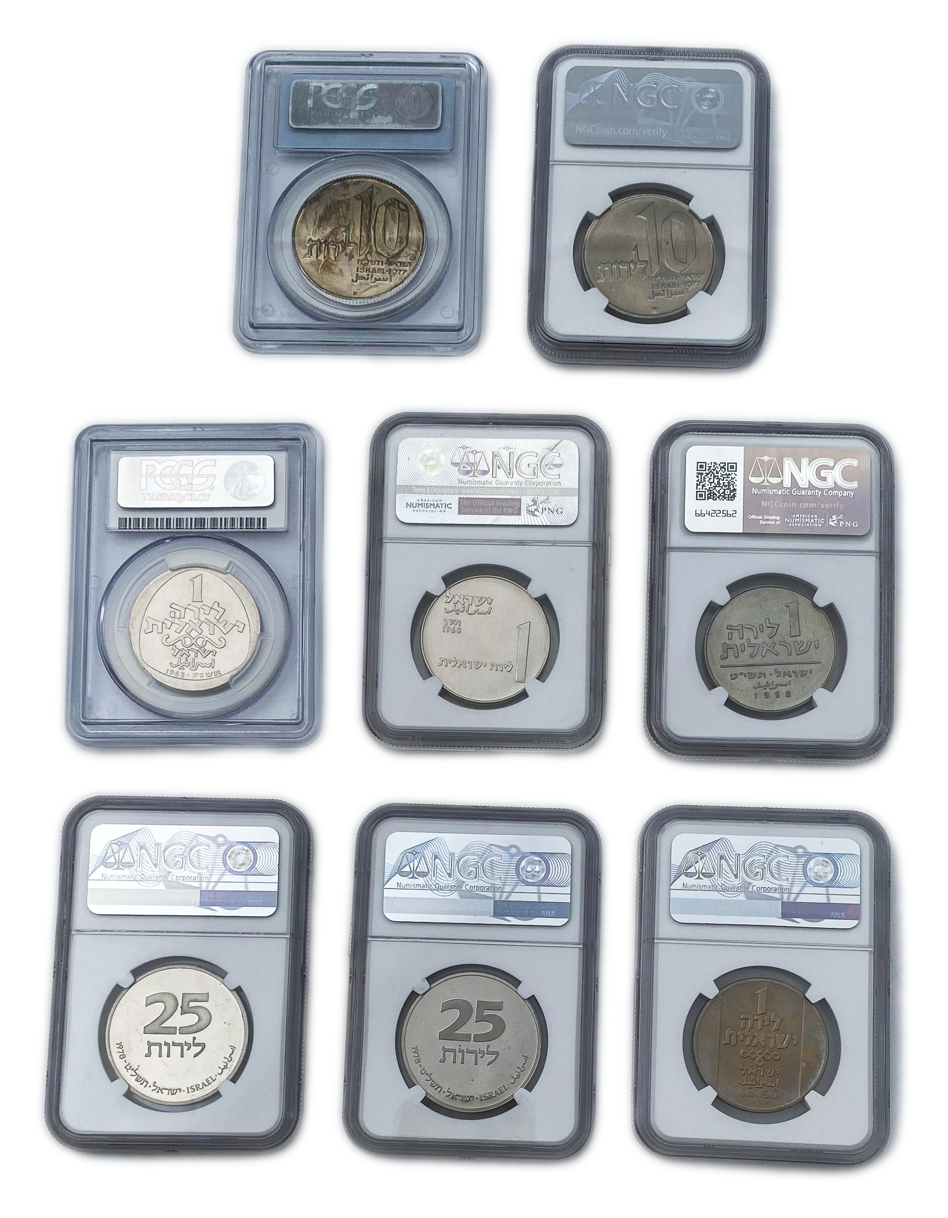 Israel - Set of 8 Graded Coins of the Government Coin and Medal Society - 1 10