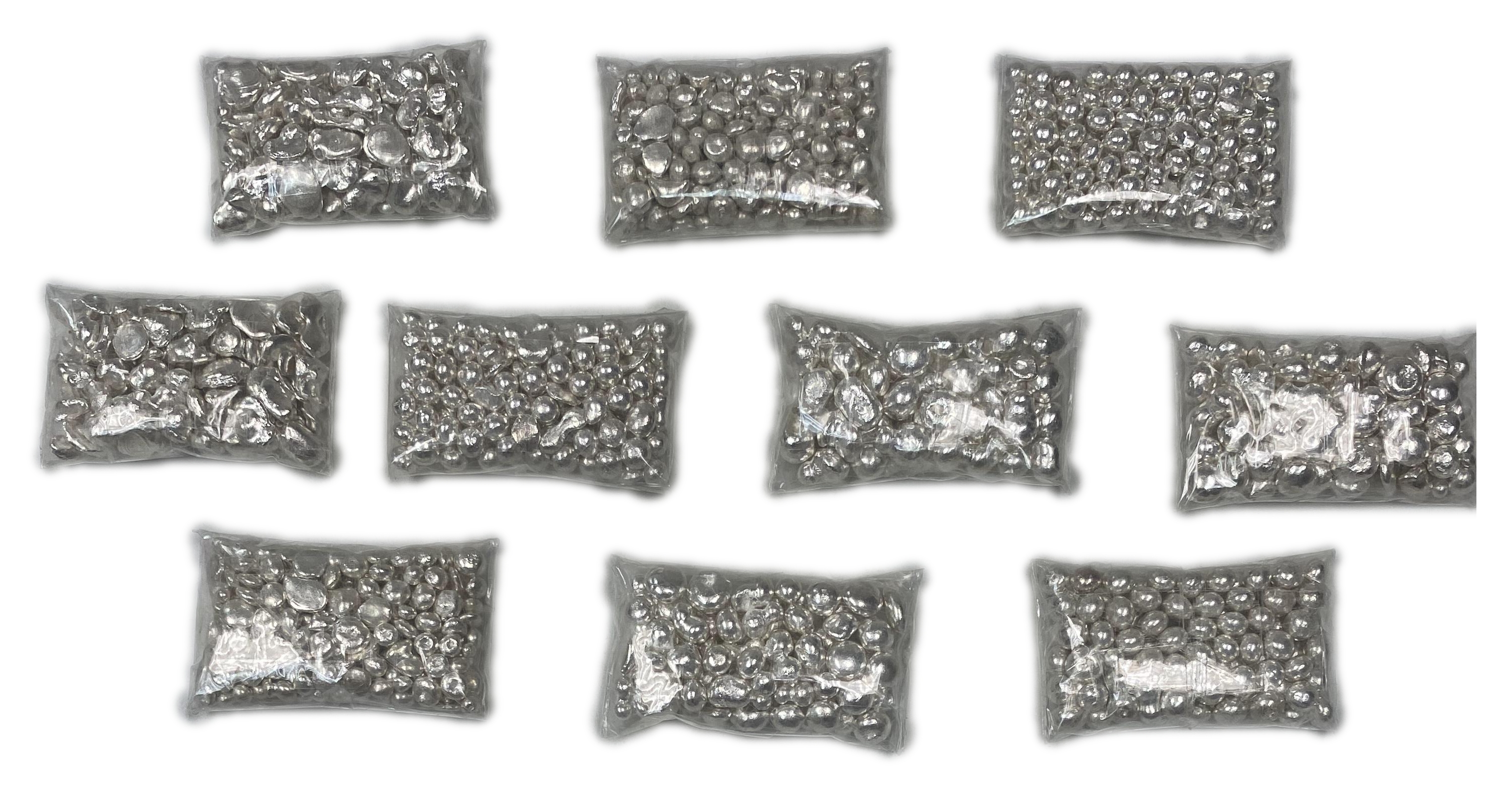 Bras / Grains - 10 oz (311g) pure silver (9999) grains, divided equally into 10 sealed bags - 1 1