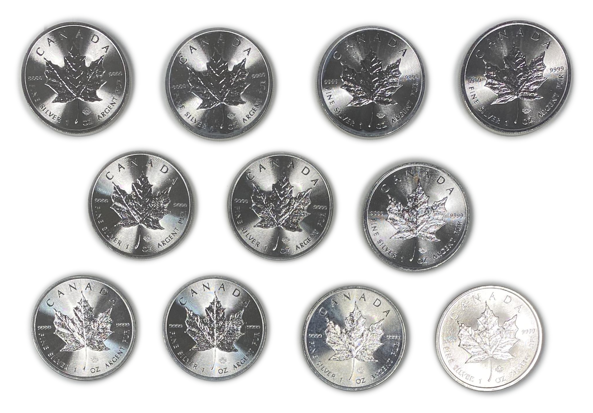 Canada - Lot of 11 coins, 5 Dollars 2014 - UNC - Silver 999, 31.1g, 38mm - 1 1