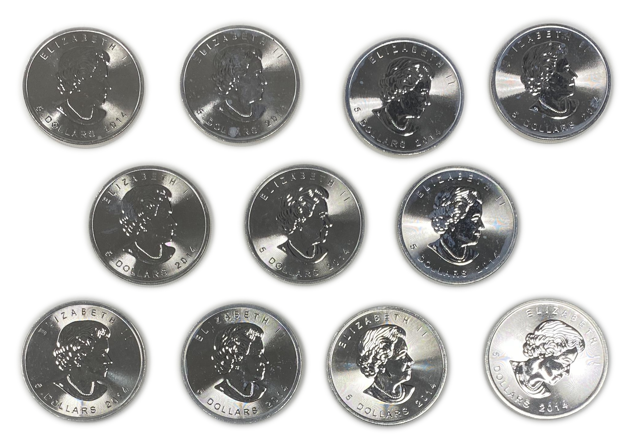 Canada - Lot of 11 coins, 5 Dollars 2014 - UNC - Silver 999, 31.1g, 38mm - 1 0