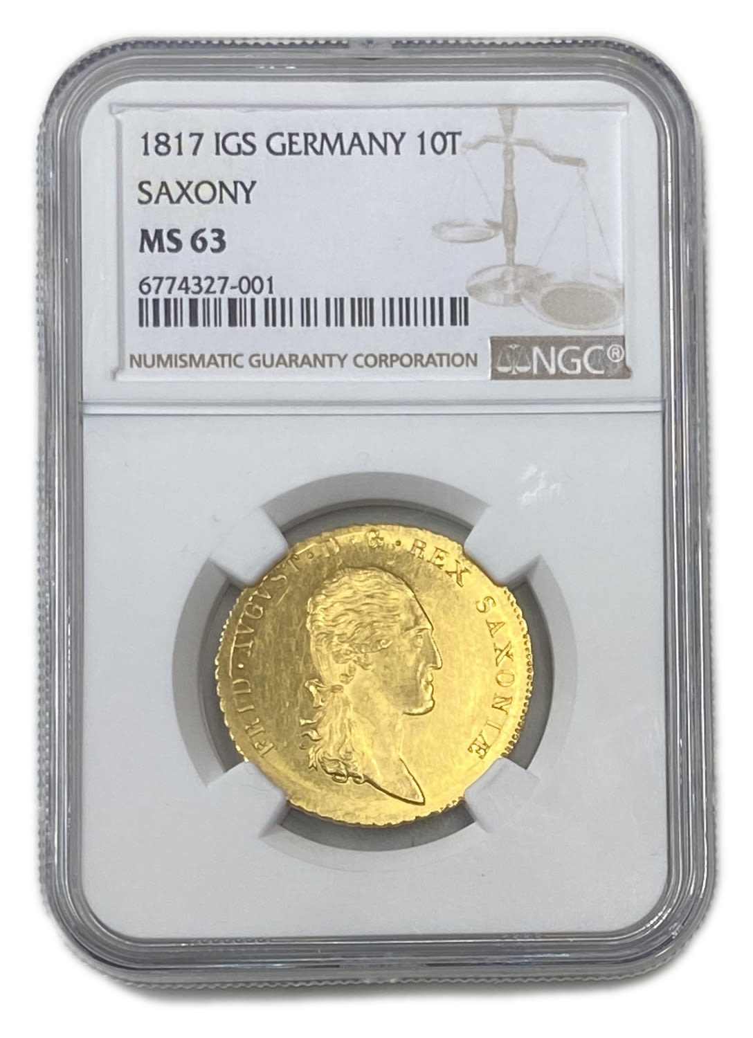 Germany - The Kingdom of Saxony (Albertinian Line) - 10 Thalers 1817 - Frederick August I - NGC MS 63 - TOP POP - ... - 1 2