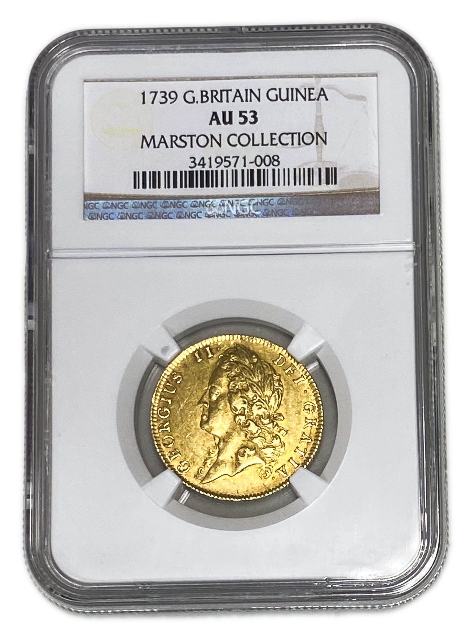 Great Britain / United Kingdom - 1 Guinea 1739 - NGC AU 53 - George II - Gold 916.7, 8.4g, 27mm - 1 2