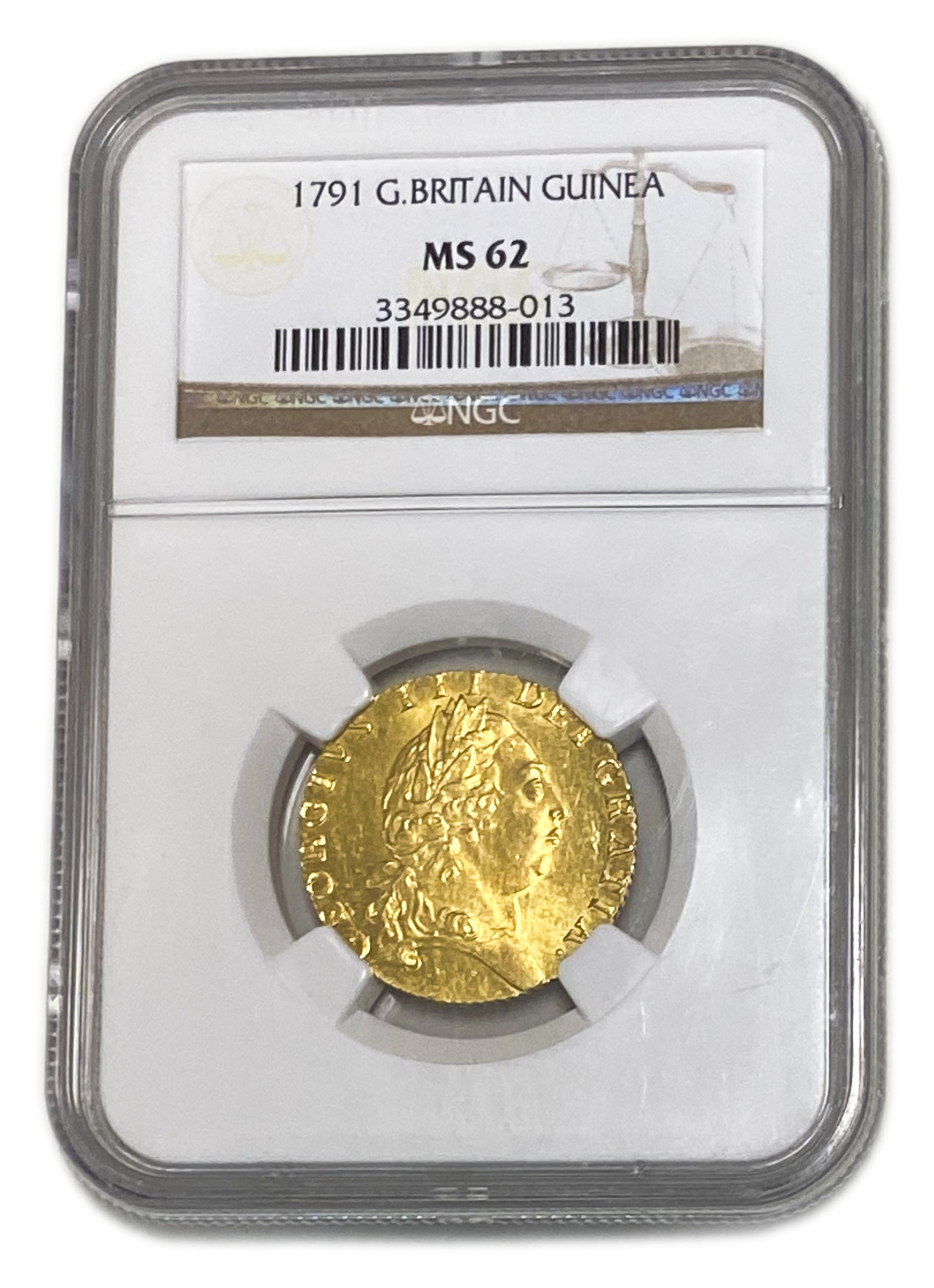 Great Britain / United Kingdom - 1 Guinea 1791 - NGC MS 62 - George III - Gold 916, 8.4g, 25mm - 1 2