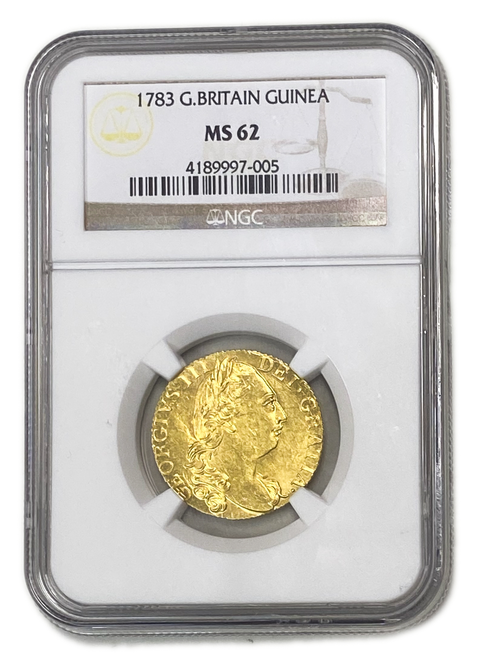 Great Britain / United Kingdom - 1 Guinea 1783 - NGC MS 62 - George III - Gold 916, 8.4g, 25mm - 1 2