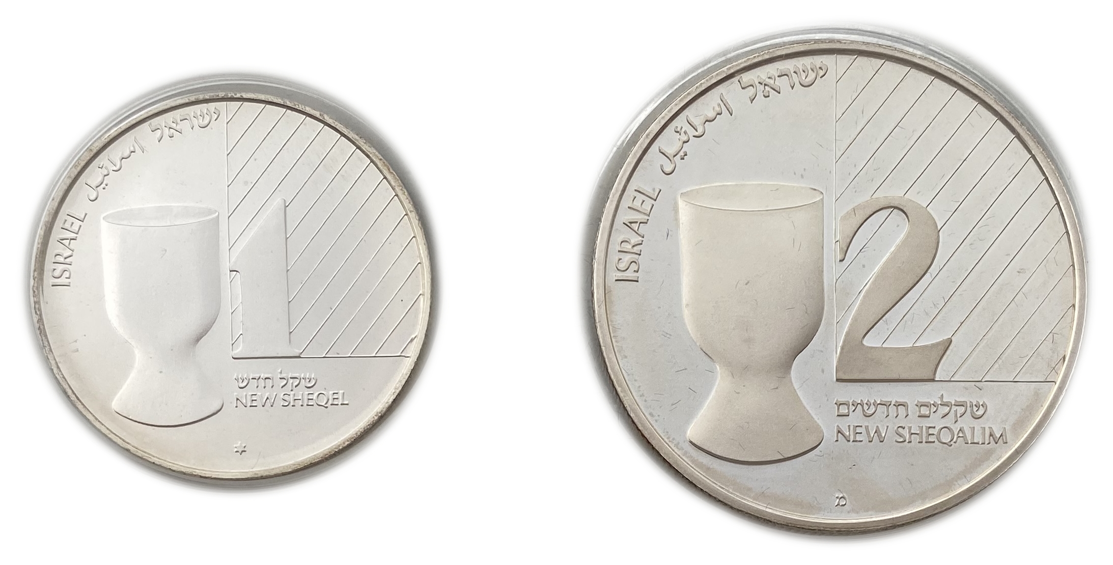 Israel - Pair coins of Kiddush Cup - Silver 925, 14.4g, 28.8g, 30mm, 38.7mm - 1 0