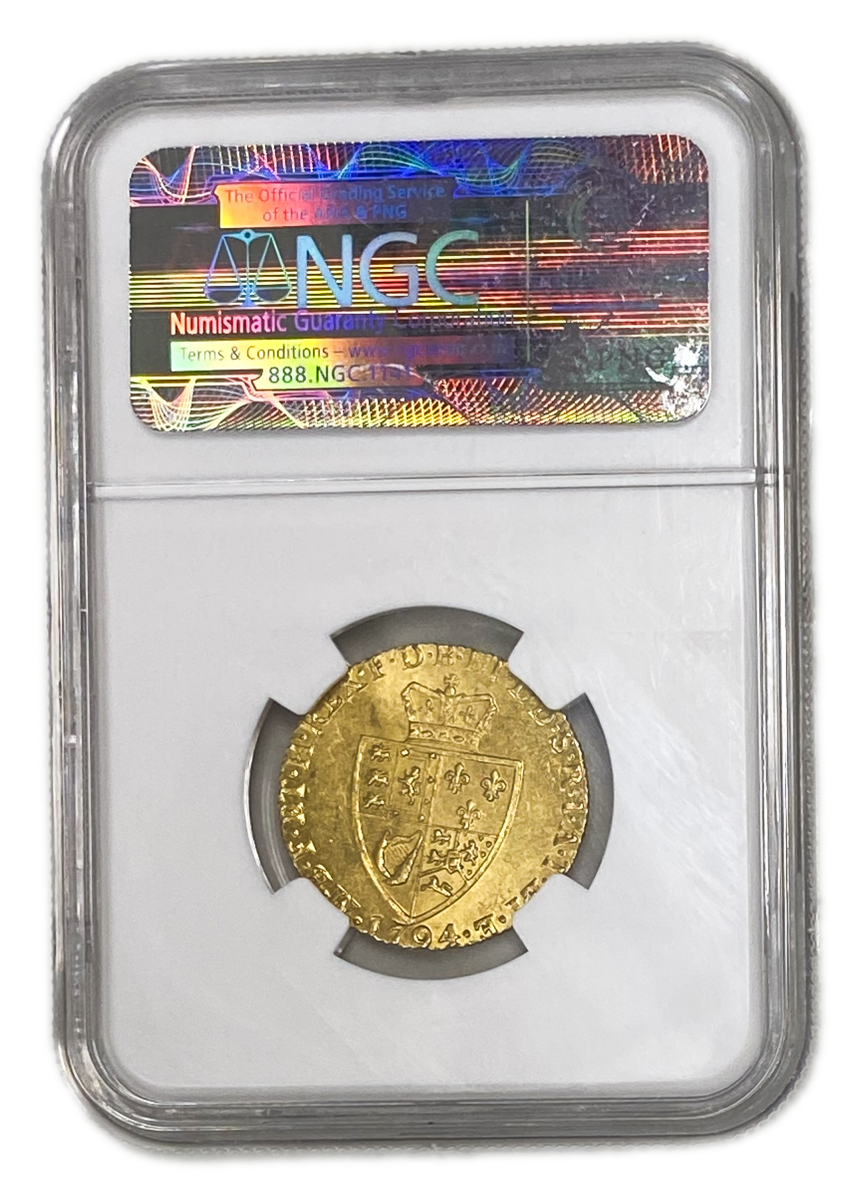 Great Britain / United Kingdom - 1 Guinea 1794 - NGC MS 63 - George III - Gold 916, 8.4g, 25mm - 1 3