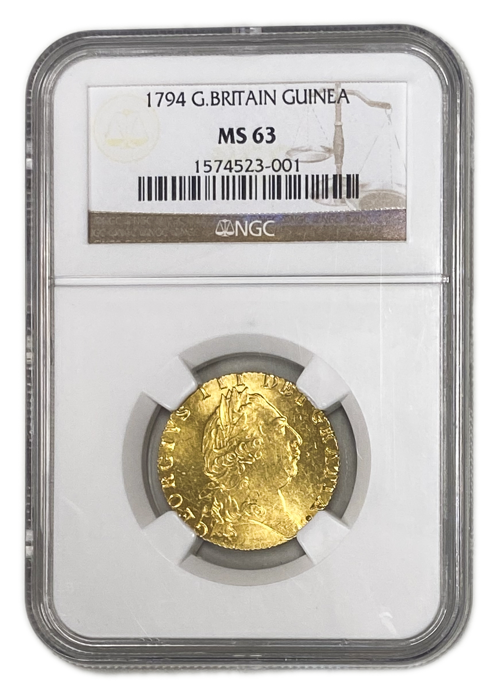 Great Britain / United Kingdom - 1 Guinea 1794 - NGC MS 63 - George III - Gold 916, 8.4g, 25mm - 1 2